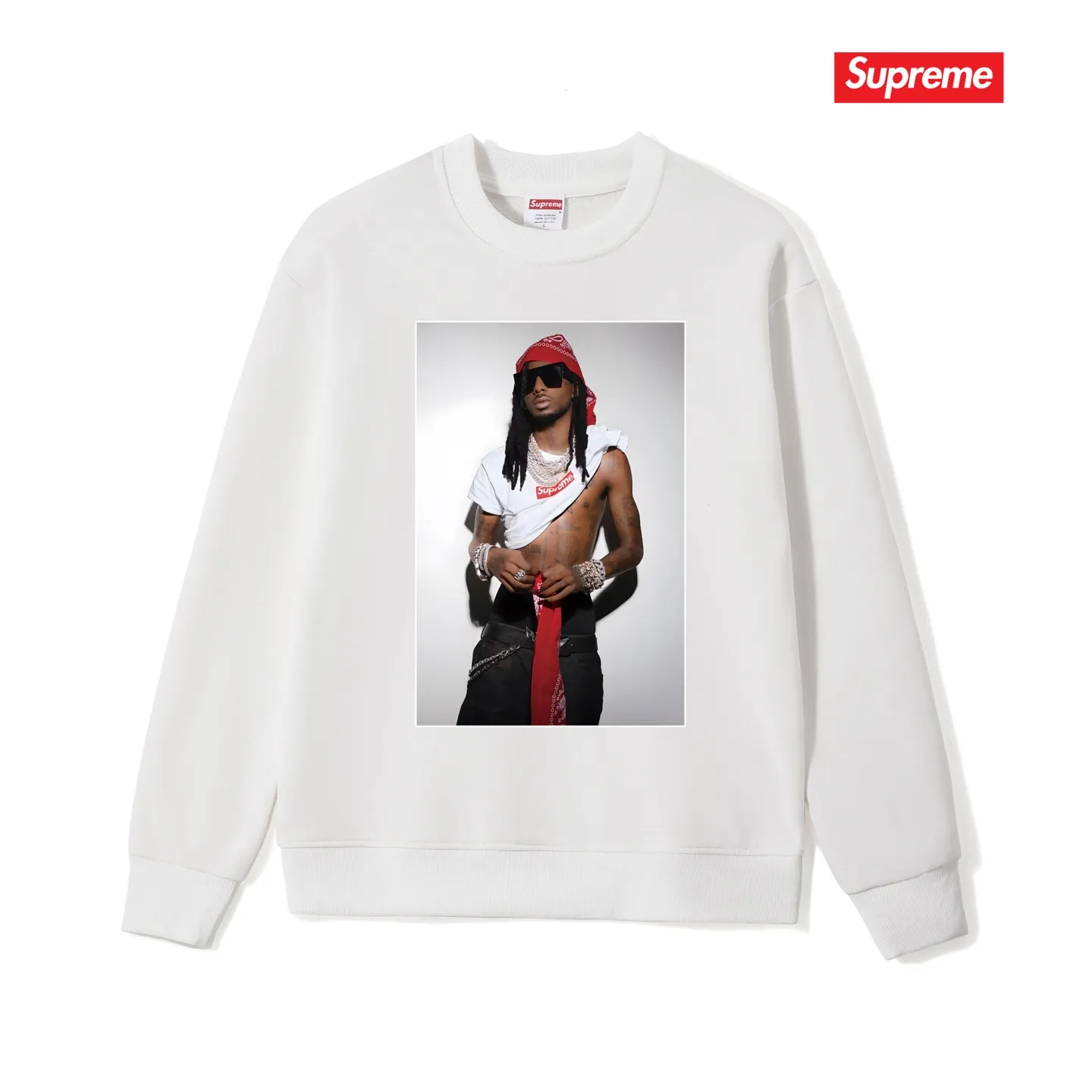 Style No. S1188 #terry p150💰 Velvet 160💰 New Sup FW 25 WEEK1 Playbi Caarti character print round neck sweatshirt Made of 400 grams of large terry (drop shoulder large version) fabric, soft texture and no pilling Imported environmentally friendly printing glue The pattern is bright and three-dimensional Quality💥Same style for men and women The upper body is trendy Color: black white gray Size: S M L XL XXL