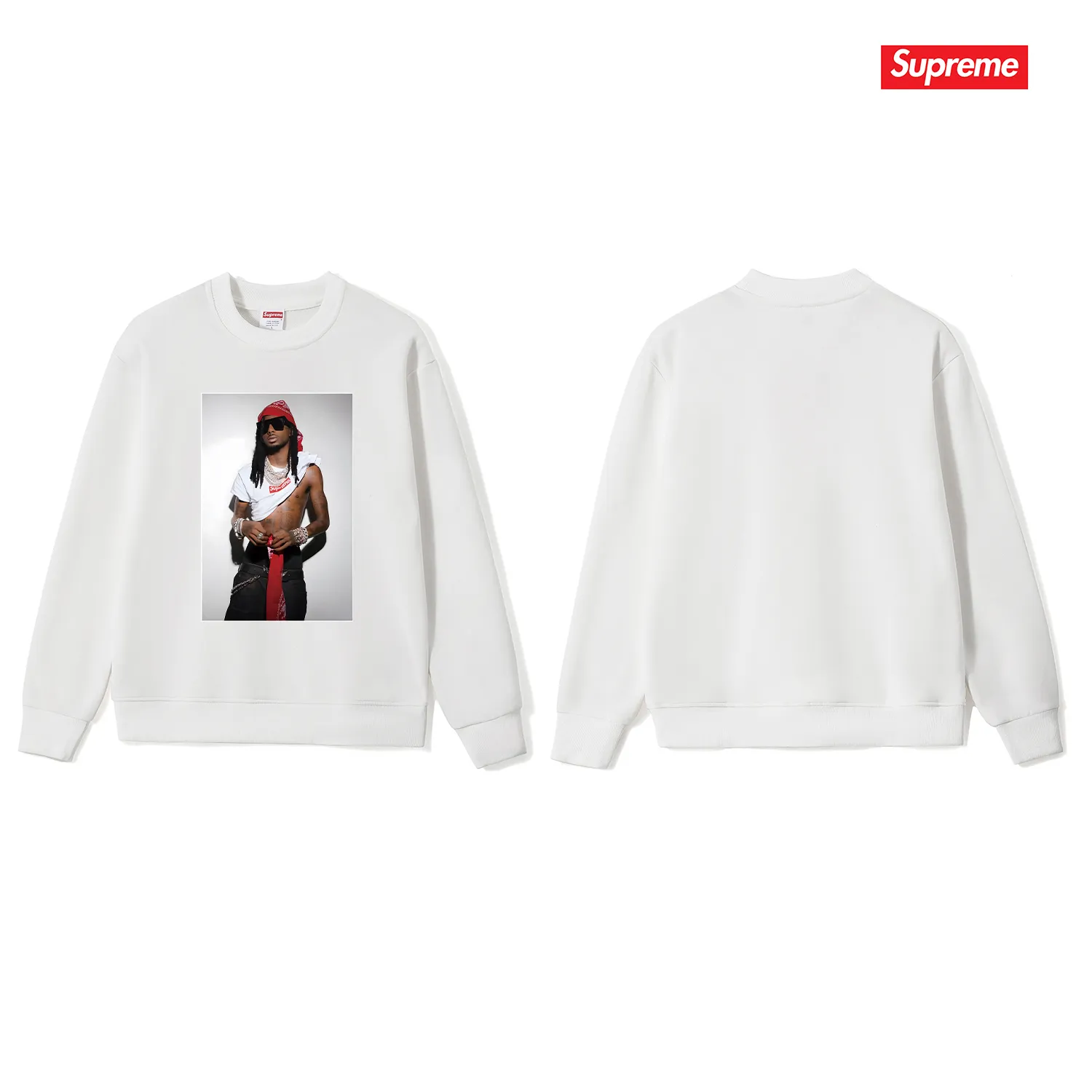 Style No. S1188 #terry p150💰 Velvet 160💰 New Sup FW 25 WEEK1 Playbi Caarti character print round neck sweatshirt Made of 400 grams of large terry (drop shoulder large version) fabric, soft texture and no pilling Imported environmentally friendly printing glue The pattern is bright and three-dimensional Quality💥Same style for men and women The upper body is trendy Color: black white gray Size: S M L XL XXL