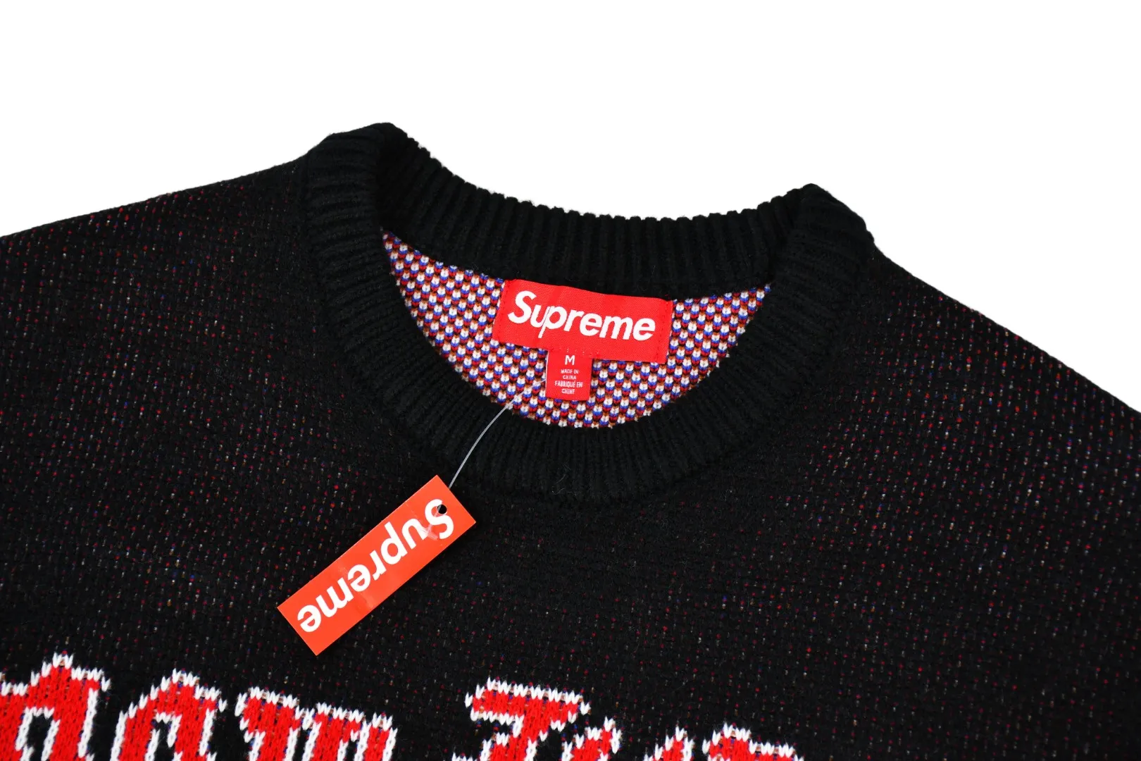 S584💰p350 Top version Supreme 24FW Snow White Snow White fairy tale sweater OS version Same style for men and women Customized YB texture wash mark Wool material: 1/13 wool Weaving method: sesame dot jacquard Number of needles: multi-gauge Machine: German STOLL computerized flat knitting machine Size: S~XL Color: black white