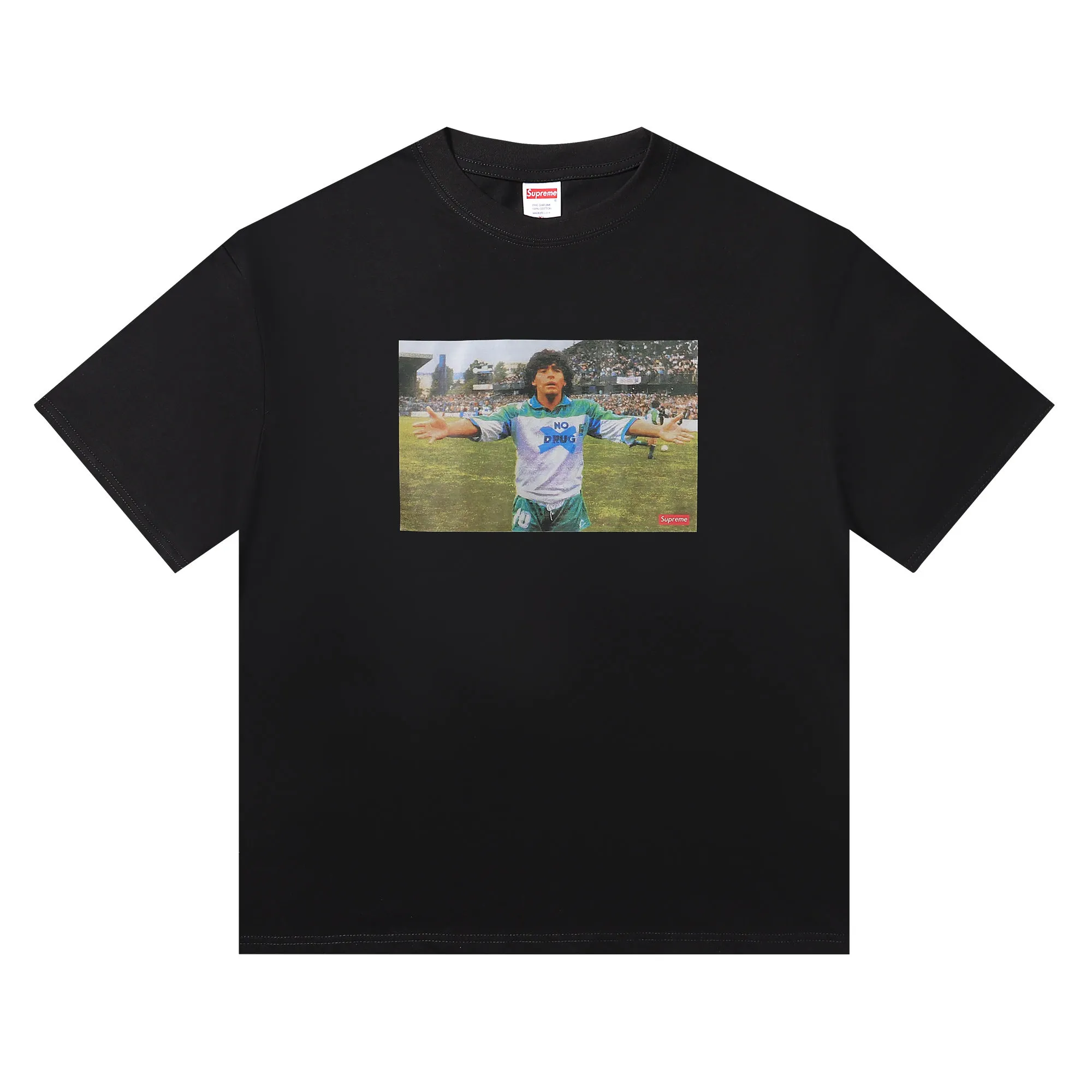 P136 supreme Maradona white black SMLXL size shoulder width chest length S 52 56 70 M 54 58 72 L 56 60 74 XL 58 62 76