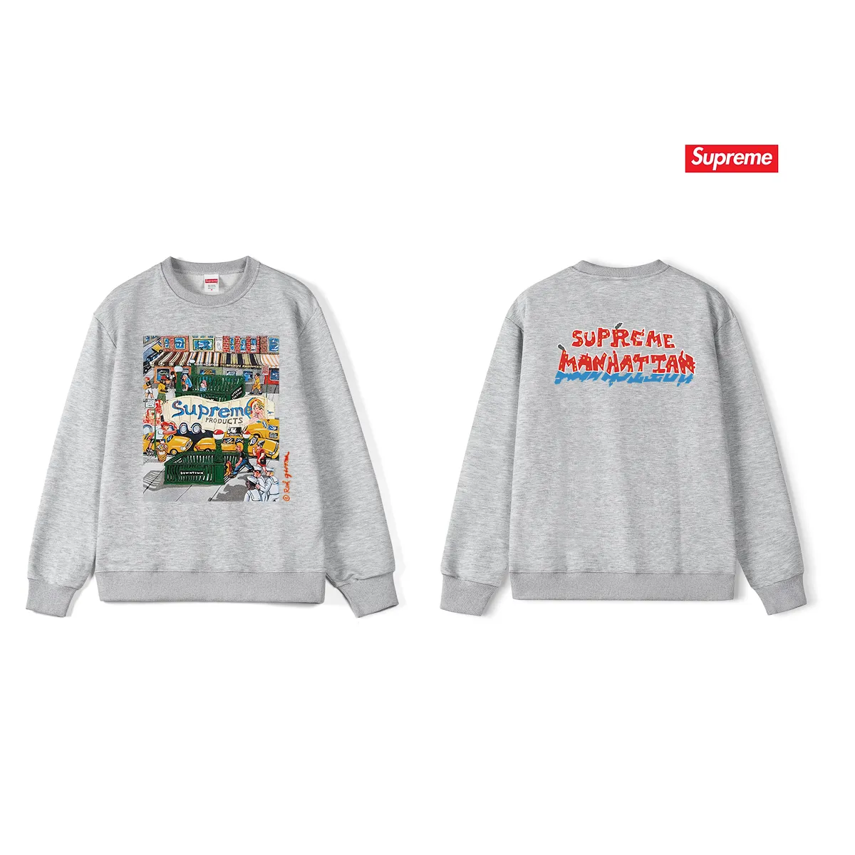 Style No. S1045 #terry p150💰 Velvet 160💰 Supreme SS22 Week 19 Manhattan Tee Cartoon letter Manhattan city street scene pattern print crew neck sweatshirt Made of 400g large terry (drop shoulder large version) fabric, soft texture and no pilling Imported environmentally friendly printing glue The pattern is bright and three-dimensional Quality 💥Same style for men and women The upper body is trendy Color: black white gray Size: S M L XL XXL