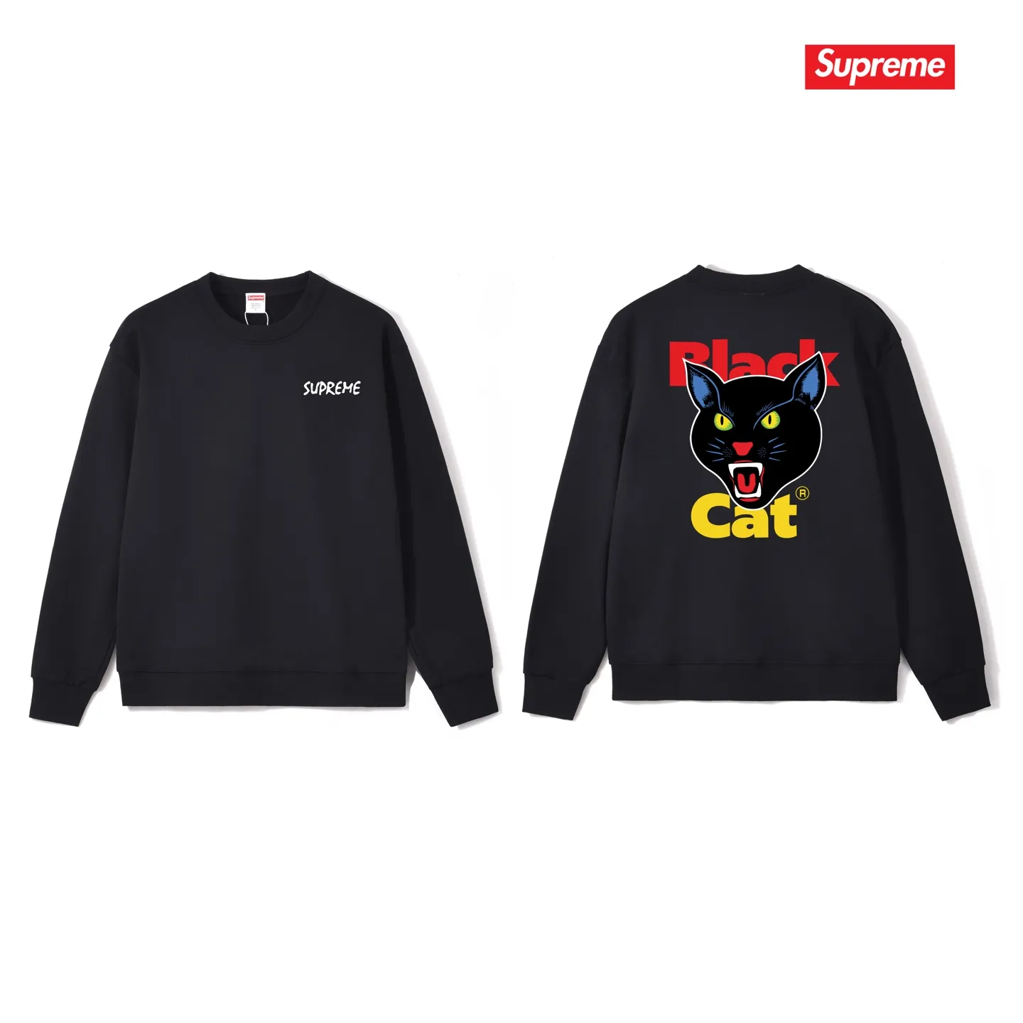 Style No. S1180 #terry p150💰 Plush 160💰 Sup small cat head logo round neck sweatshirt Made of 400 grams of large terry (drop shoulder large version) fabric, soft texture and no pilling Imported environmentally friendly printing glue The pattern is bright and three-dimensional Quality 💥Same style for men and women The upper body is trendy Color: black white gray Size: S M L XL XXL