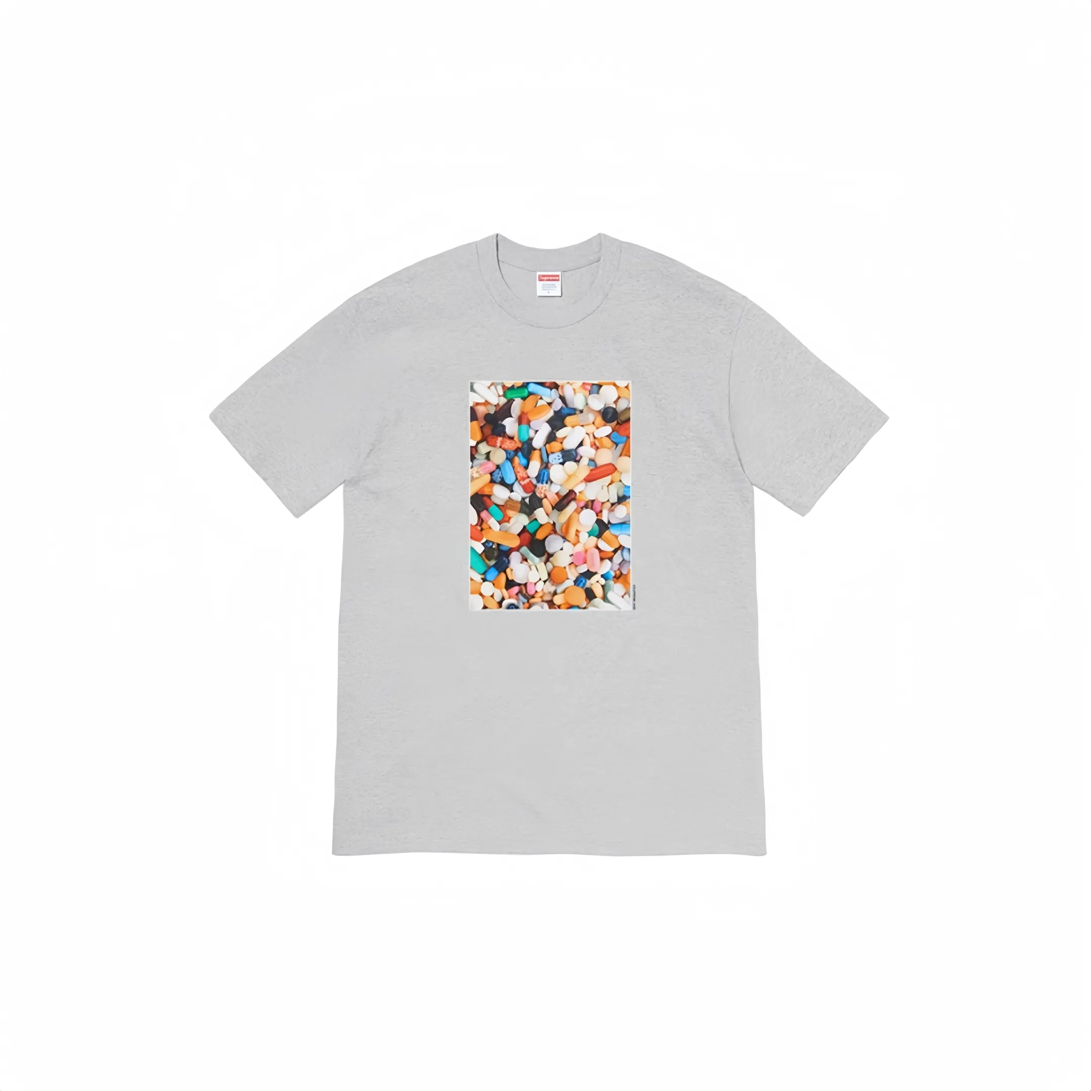 #S14 P110💰 Supreme Week 7 Pills Tee pill tee printed round neck short-sleeved T-shirt. The same style for men and women is made of 260g combed cotton double yarn. From fabrics to accessories, all three standards are complete and follow ZP. Imported Matsui company's slurry printing will never crack. The whole piece is made of three-needle five-thread technology. The collar-shoulder seam-sleeve seam is double-lined, which looks more three-dimensional and textured.) The same process as the original version, classic version Feel free to compare zp. The whole piece adopts three-needle five-thread craftsmanship (neckline-shoulder seam-sleeve seam double thread, which looks more three-dimensional and textured). It has the same craftsmanship as the original original, classic version. Color: brown, gray, white, navy blue, black. Size: S M L XL XXL