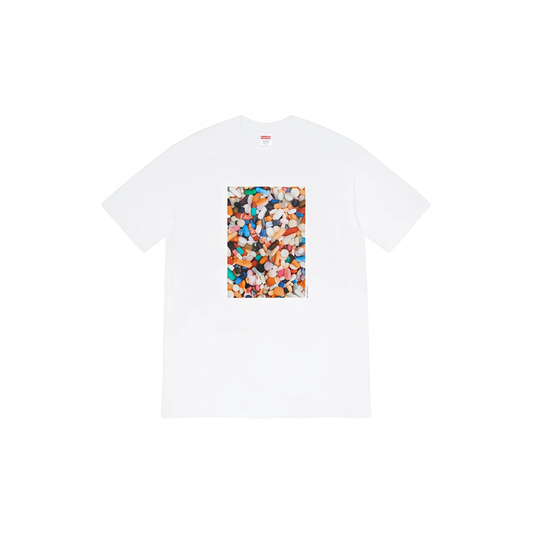 #S14 P110💰 Supreme Week 7 Pills Tee pill tee printed round neck short-sleeved T-shirt. The same style for men and women is made of 260g combed cotton double yarn. From fabrics to accessories, all three standards are complete and follow ZP. Imported Matsui company's slurry printing will never crack. The whole piece is made of three-needle five-thread technology. The collar-shoulder seam-sleeve seam is double-lined, which looks more three-dimensional and textured.) The same process as the original version, classic version Feel free to compare zp. The whole piece adopts three-needle five-thread craftsmanship (neckline-shoulder seam-sleeve seam double thread, which looks more three-dimensional and textured). It has the same craftsmanship as the original original, classic version. Color: brown, gray, white, navy blue, black. Size: S M L XL XXL
