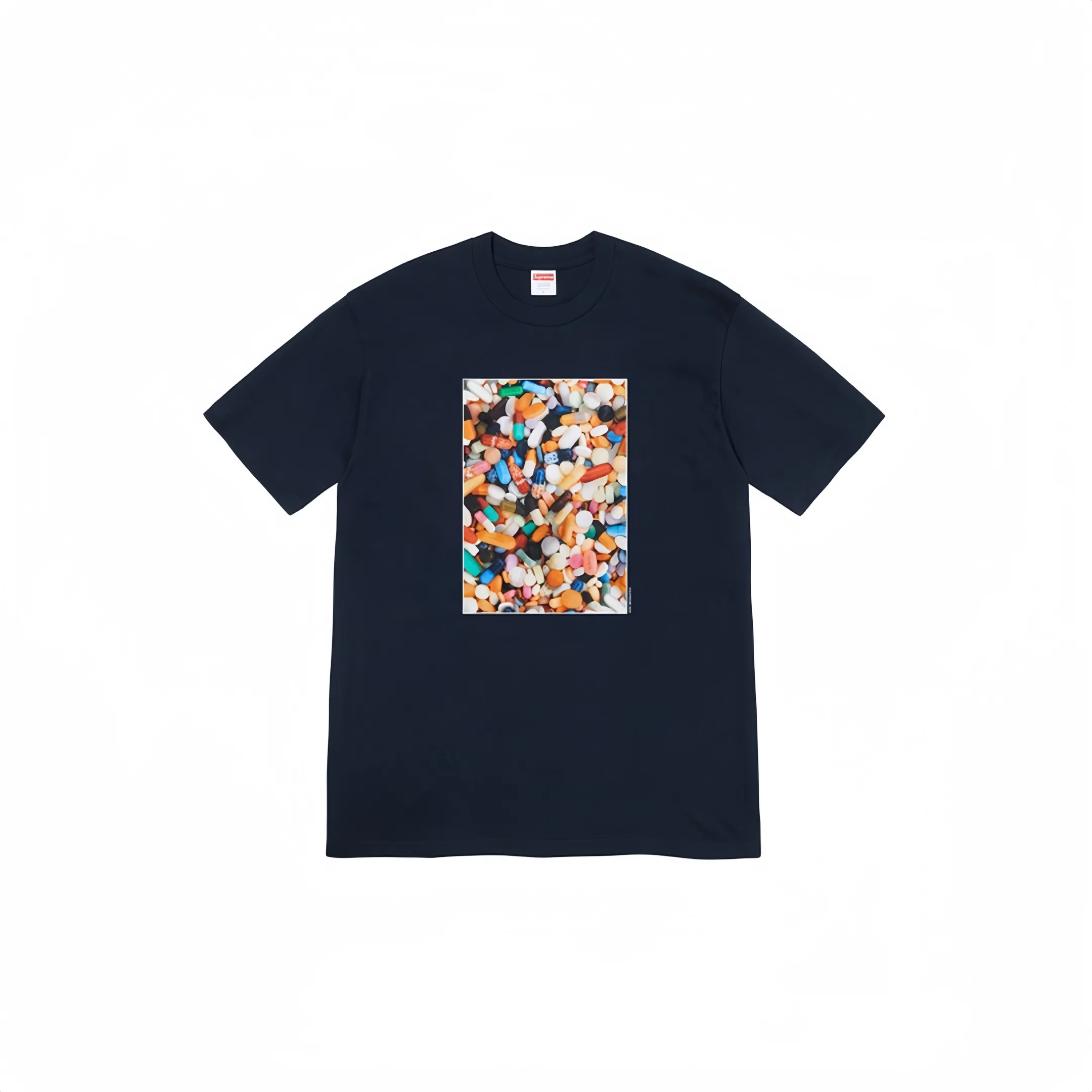 #S14 P110💰 Supreme Week 7 Pills Tee pill tee printed round neck short-sleeved T-shirt. The same style for men and women is made of 260g combed cotton double yarn. From fabrics to accessories, all three standards are complete and follow ZP. Imported Matsui company's slurry printing will never crack. The whole piece is made of three-needle five-thread technology. The collar-shoulder seam-sleeve seam is double-lined, which looks more three-dimensional and textured.) The same process as the original version, classic version Feel free to compare zp. The whole piece adopts three-needle five-thread craftsmanship (neckline-shoulder seam-sleeve seam double thread, which looks more three-dimensional and textured). It has the same craftsmanship as the original original, classic version. Color: brown, gray, white, navy blue, black. Size: S M L XL XXL