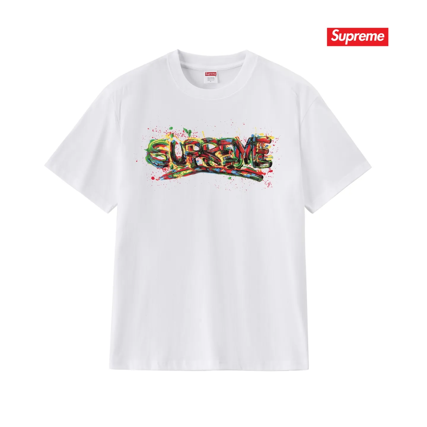 S224 P110💰 Sup 70SS Paint Logo Tee Season Spray Paint Graffiti Short-sleeved colorful font T-shirt Loose and loose fit Made of 260g combed cotton double yarn All three standards from fabrics to accessories are complete and follow ZP Imported Matsui Company slurry printing will never crack The whole piece adopts three-needle five-thread technology (collar-shoulder seam-sleeve seam double line, looks more three-dimensional and textured) The same process as the authentic original, classic version Feel free to compare zp. The whole piece adopts three-needle five-thread craftsmanship (neckline-shoulder seam-sleeve seam double thread, which looks more three-dimensional and textured). It has the same craftsmanship as the original original, classic version. Color: black, white, light gray, pink, navy. Size: S M L XL XXL