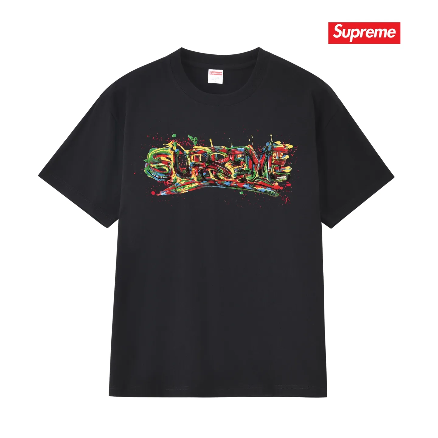 S224 P110💰 Sup 70SS Paint Logo Tee Season Spray Paint Graffiti Short-sleeved colorful font T-shirt Loose and loose fit Made of 260g combed cotton double yarn All three standards from fabrics to accessories are complete and follow ZP Imported Matsui Company slurry printing will never crack The whole piece adopts three-needle five-thread technology (collar-shoulder seam-sleeve seam double line, looks more three-dimensional and textured) The same process as the authentic original, classic version Feel free to compare zp. The whole piece adopts three-needle five-thread craftsmanship (neckline-shoulder seam-sleeve seam double thread, which looks more three-dimensional and textured). It has the same craftsmanship as the original original, classic version. Color: black, white, light gray, pink, navy. Size: S M L XL XXL
