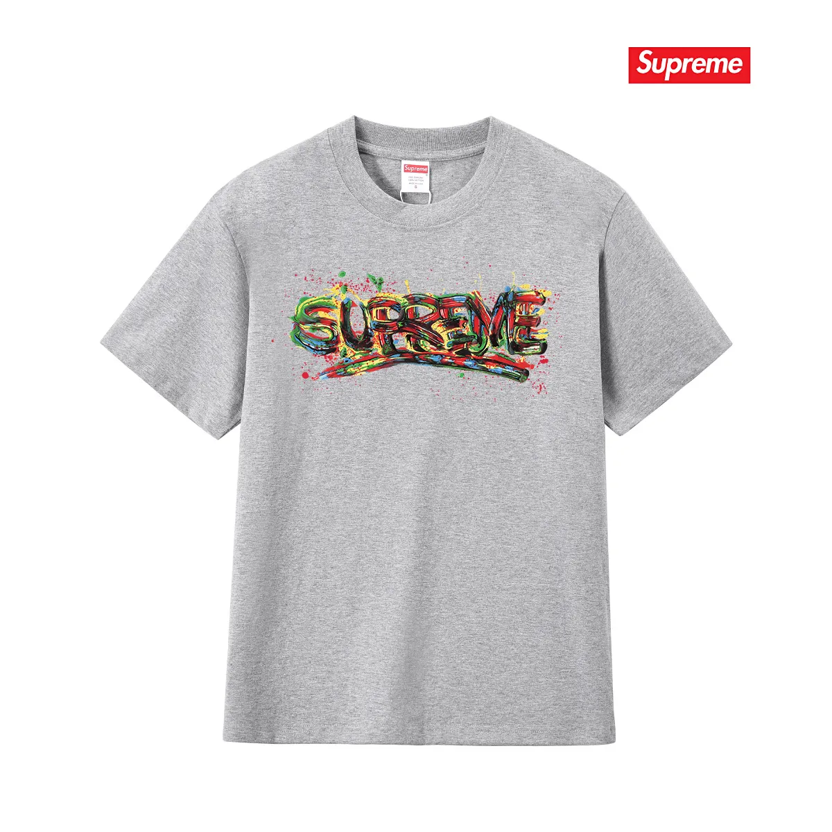 S224 P110💰 Sup 70SS Paint Logo Tee Season Spray Paint Graffiti Short-sleeved colorful font T-shirt Loose and loose fit Made of 260g combed cotton double yarn All three standards from fabrics to accessories are complete and follow ZP Imported Matsui Company slurry printing will never crack The whole piece adopts three-needle five-thread technology (collar-shoulder seam-sleeve seam double line, looks more three-dimensional and textured) The same process as the authentic original, classic version Feel free to compare zp. The whole piece adopts three-needle five-thread craftsmanship (neckline-shoulder seam-sleeve seam double thread, which looks more three-dimensional and textured). It has the same craftsmanship as the original original, classic version. Color: black, white, light gray, pink, navy. Size: S M L XL XXL