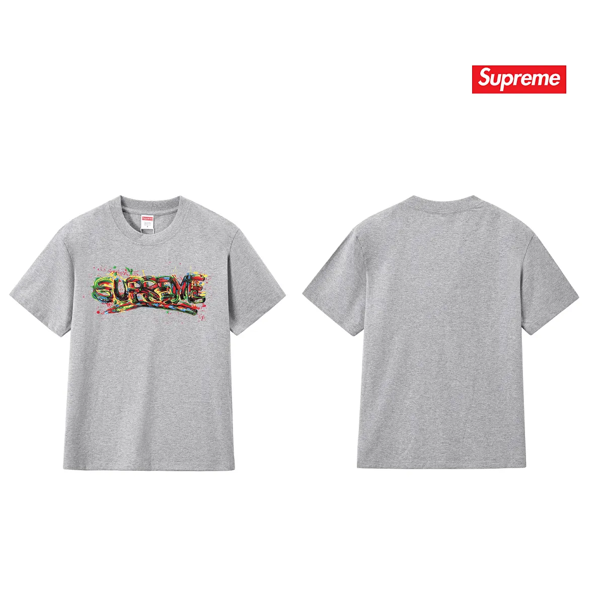 S224 P110💰 Sup 70SS Paint Logo Tee Season Spray Paint Graffiti Short-sleeved colorful font T-shirt Loose and loose fit Made of 260g combed cotton double yarn All three standards from fabrics to accessories are complete and follow ZP Imported Matsui Company slurry printing will never crack The whole piece adopts three-needle five-thread technology (collar-shoulder seam-sleeve seam double line, looks more three-dimensional and textured) The same process as the authentic original, classic version Feel free to compare zp. The whole piece adopts three-needle five-thread craftsmanship (neckline-shoulder seam-sleeve seam double thread, which looks more three-dimensional and textured). It has the same craftsmanship as the original original, classic version. Color: black, white, light gray, pink, navy. Size: S M L XL XXL