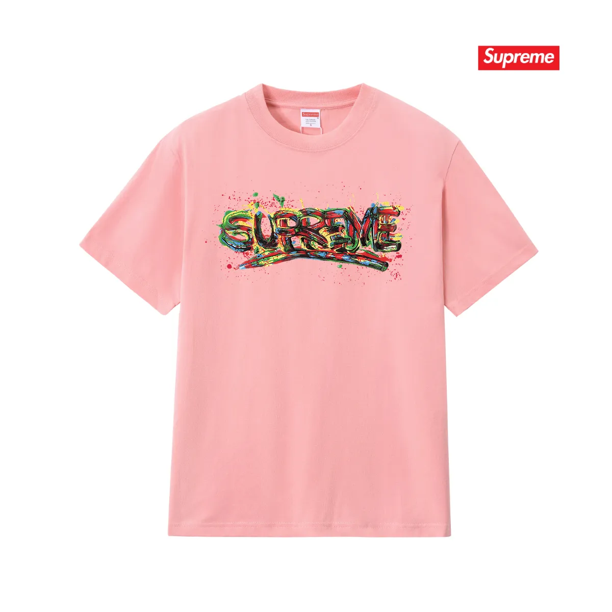 S224 P110💰 Sup 70SS Paint Logo Tee Season Spray Paint Graffiti Short-sleeved colorful font T-shirt Loose and loose fit Made of 260g combed cotton double yarn All three standards from fabrics to accessories are complete and follow ZP Imported Matsui Company slurry printing will never crack The whole piece adopts three-needle five-thread technology (collar-shoulder seam-sleeve seam double line, looks more three-dimensional and textured) The same process as the authentic original, classic version Feel free to compare zp. The whole piece adopts three-needle five-thread craftsmanship (neckline-shoulder seam-sleeve seam double thread, which looks more three-dimensional and textured). It has the same craftsmanship as the original original, classic version. Color: black, white, light gray, pink, navy. Size: S M L XL XXL