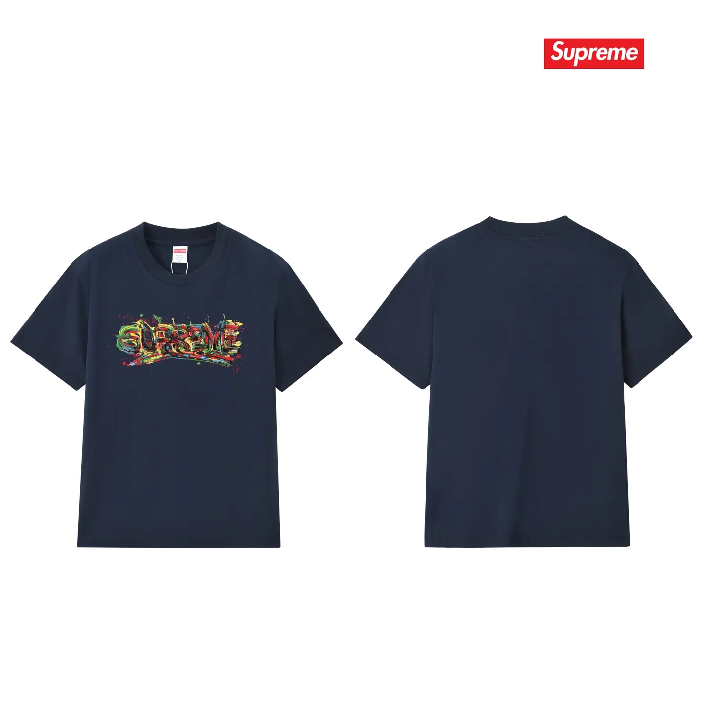 S224 P110💰 Sup 70SS Paint Logo Tee Season Spray Paint Graffiti Short-sleeved colorful font T-shirt Loose and loose fit Made of 260g combed cotton double yarn All three standards from fabrics to accessories are complete and follow ZP Imported Matsui Company slurry printing will never crack The whole piece adopts three-needle five-thread technology (collar-shoulder seam-sleeve seam double line, looks more three-dimensional and textured) The same process as the authentic original, classic version Feel free to compare zp. The whole piece adopts three-needle five-thread craftsmanship (neckline-shoulder seam-sleeve seam double thread, which looks more three-dimensional and textured). It has the same craftsmanship as the original original, classic version. Color: black, white, light gray, pink, navy. Size: S M L XL XXL