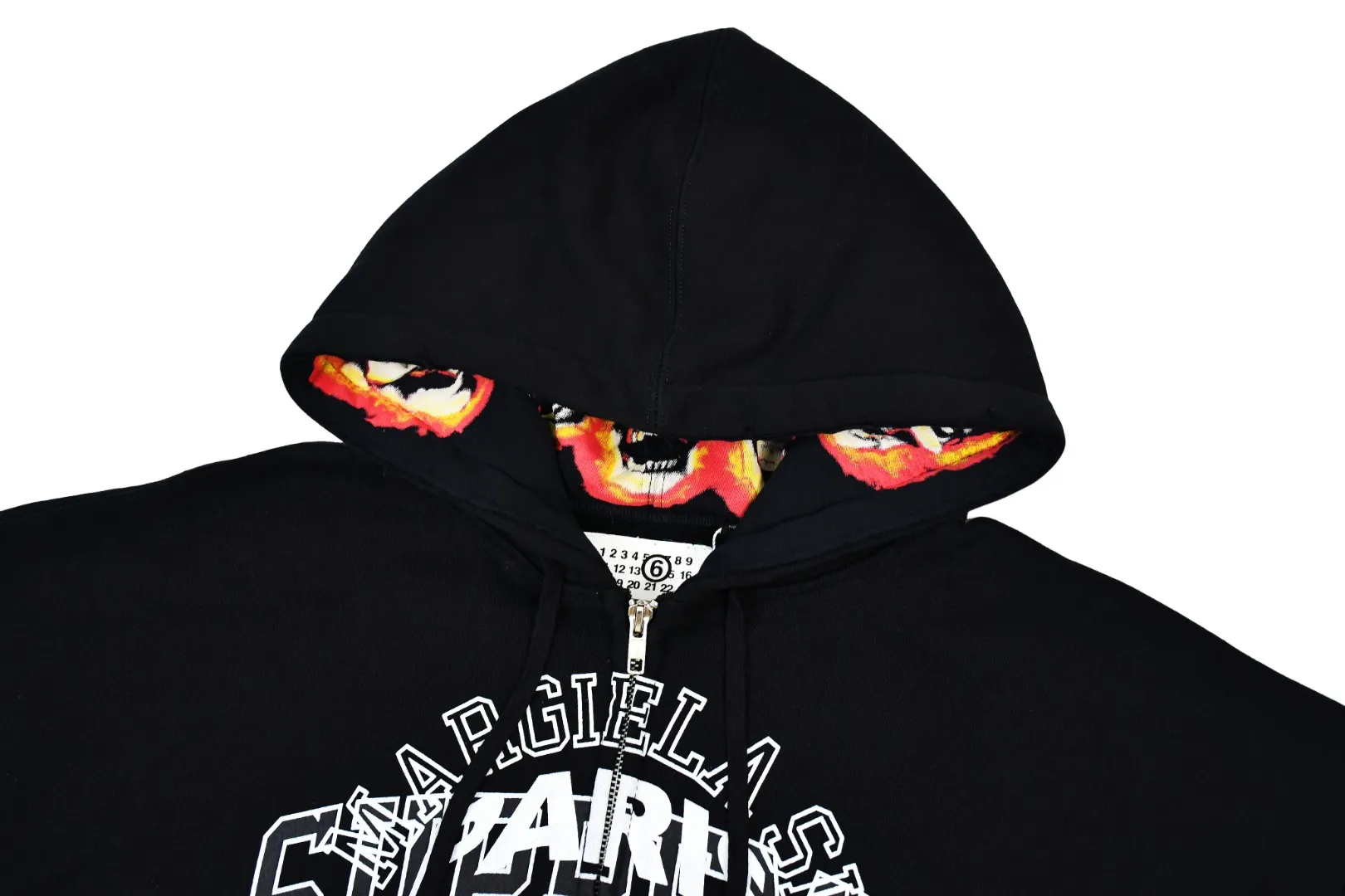 S574💰p520 Top version Supreme 24ss MM6 Margiela joint skull and will-o'-the-wisp zipper hoodie ZP test Custom weaving and dyeing Pure cotton 460G fleece main fabric Garment destruction treatment Printing uses thermoset ink printing, also known as plastic ink, or self-adhesive ink. Its ingredients are: mainly composed of polyvinyl chloride (PVC) and phthalates. PVC and phthalates, color fixing agents, stabilizers, and thickeners are mixed to form thermoset ink. It is not the digital direct printing advertised on the market. The printing texture of thermoset ink is something that cannot be achieved by digital direct printing. Customized ZP co-branding YKK zipper/main label/wash label/tag/packaging bag (equipped with extra-large thickened handbag) There is a probability of passing the inspection version, and the original packaging picture has a high probability of passing Size: S-XL