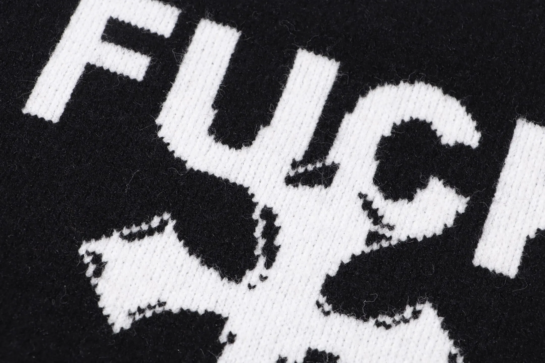 P280 Sup FUCK Letter Cross Round Neck Knitted Wool Sweater Color: Purple Black Size: S M L XL XXL