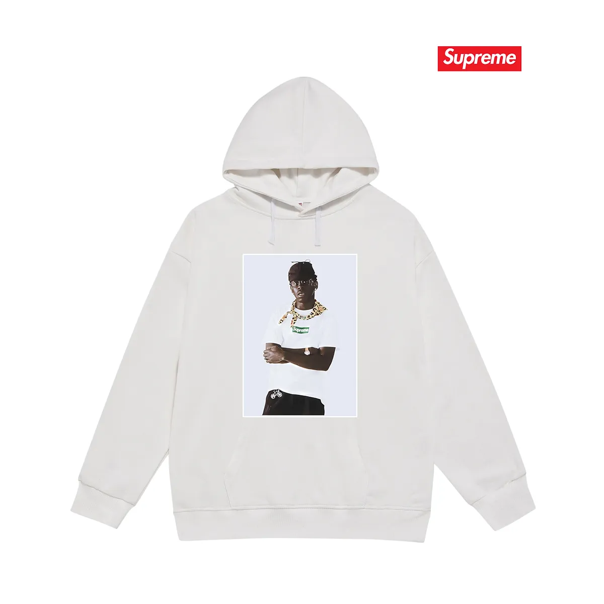 Style No. S2084 #terry P160💰 Velvet P170💰 Supreme FW24 Tyler The Creator Tee portrait print hooded sweatshirt Made of 400g large terry 430g silver fox velvet (off-shoulder large version) fabric, soft texture and no pilling Imported environmentally friendly printing glue The pattern is bright and three-dimensional Quality 💥Same style for men and women The upper body is trendy Color: black white gray Size: S M L XL XXL