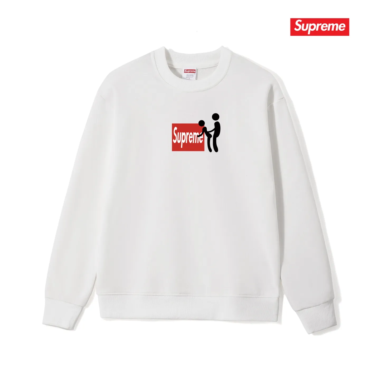 Style number S1211 #terryp150💰 Plush 160💰 SupFW25 style Funny box logo round neck sweatshirt Made of 400 grams of large terry (drop shoulder large version) fabric, soft texture and no pilling Imported environmentally friendly printing glue The pattern is bright and three-dimensional Quality💥Same style for men and women The upper body is trendy Color: black white gray Size: S M L XL XXL