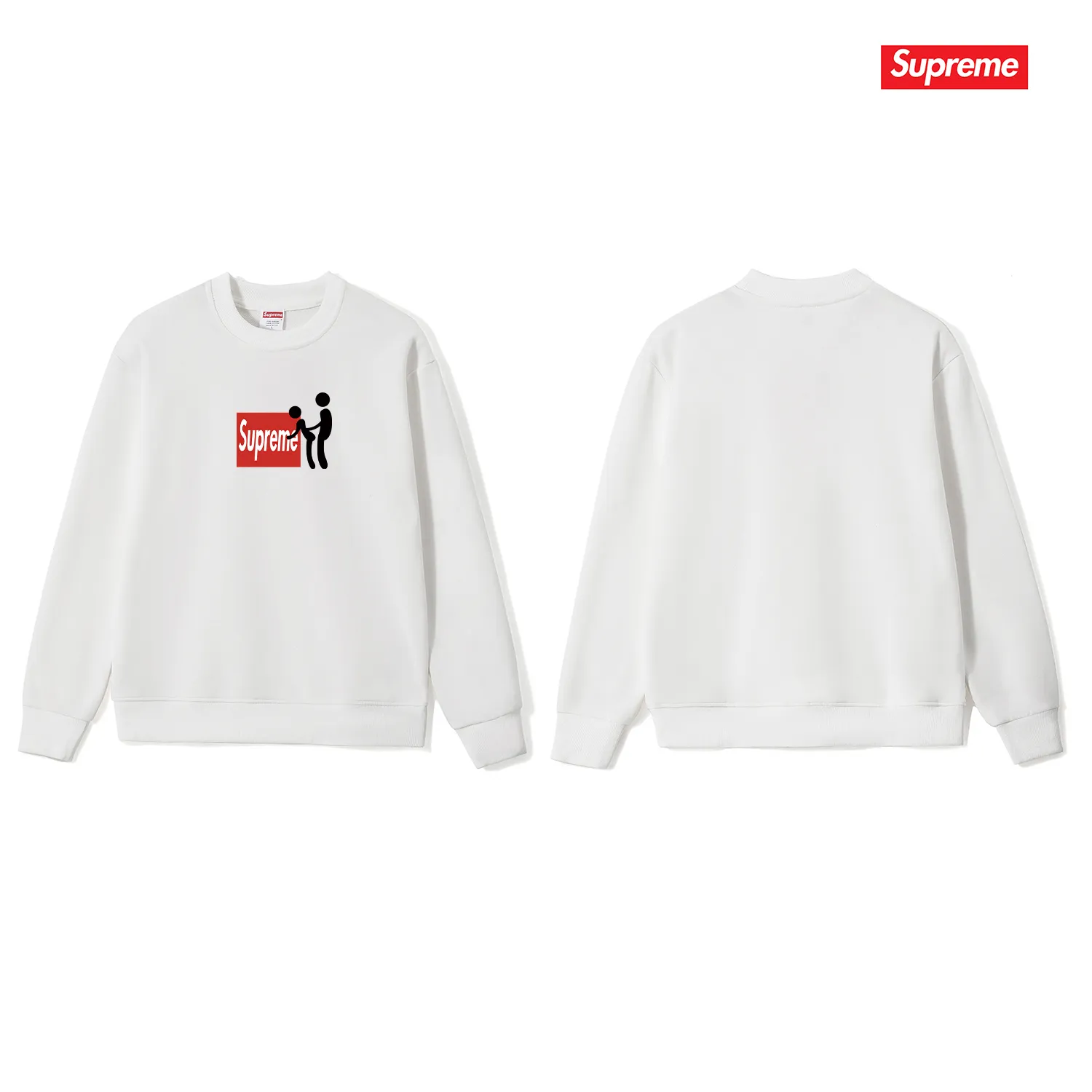 Style number S1211 #terryp150💰 Plush 160💰 SupFW25 style Funny box logo round neck sweatshirt Made of 400 grams of large terry (drop shoulder large version) fabric, soft texture and no pilling Imported environmentally friendly printing glue The pattern is bright and three-dimensional Quality💥Same style for men and women The upper body is trendy Color: black white gray Size: S M L XL XXL