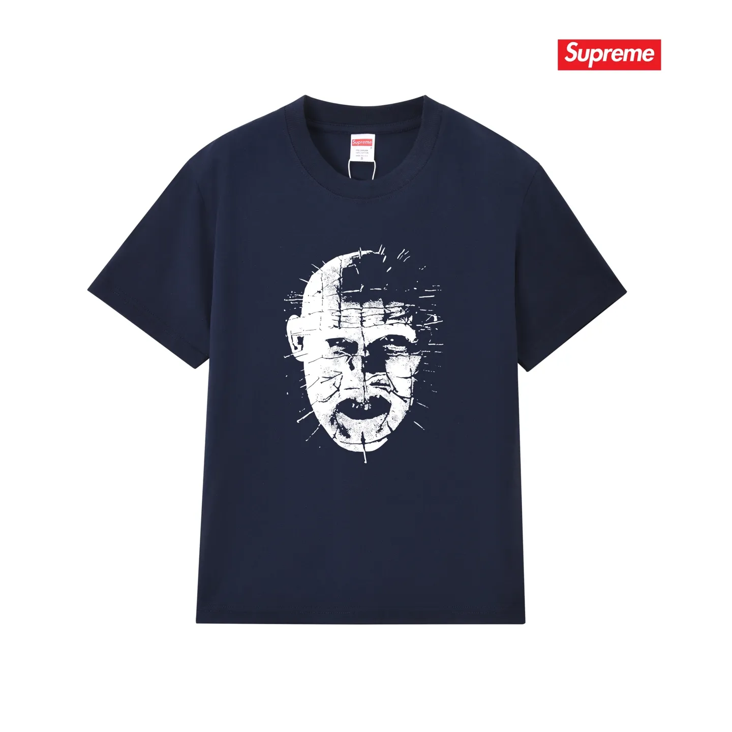 S214 P110💰 sup street style fierce ghost chasing soul trendy short sleeve black and white couple short sleeve loose version. Made of 260 grams of combed cotton double yarn. From fabrics to accessories, all three standards are complete and ZP. Imported Matsui company slurry printing will never crack. The whole piece adopts three-needle five-thread technology. The neckline-shoulder seam-sleeve seam is double-lined, which looks more three-dimensional and textured.) The same process as the original version, classic version Feel free to compare zp. The whole piece adopts three-needle five-thread craftsmanship (neckline-shoulder seam-sleeve seam double thread, which looks more three-dimensional and textured). It has the same craftsmanship as the original original, classic version. Color: black, white, light gray, pink, navy. Size: S M L XL XXL