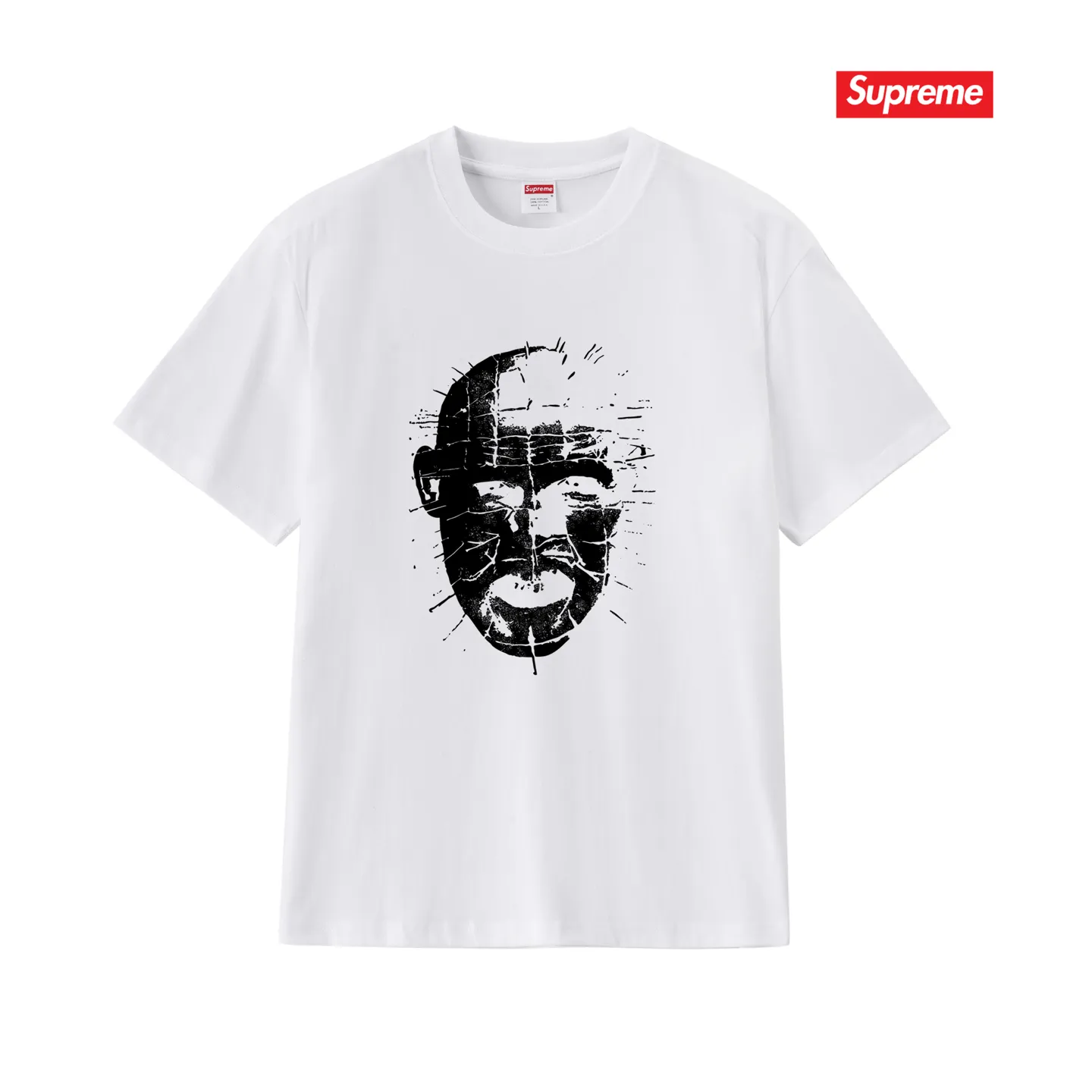 S214 P110💰 sup street style fierce ghost chasing soul trendy short sleeve black and white couple short sleeve loose version. Made of 260 grams of combed cotton double yarn. From fabrics to accessories, all three standards are complete and ZP. Imported Matsui company slurry printing will never crack. The whole piece adopts three-needle five-thread technology. The neckline-shoulder seam-sleeve seam is double-lined, which looks more three-dimensional and textured.) The same process as the original version, classic version Feel free to compare zp. The whole piece adopts three-needle five-thread craftsmanship (neckline-shoulder seam-sleeve seam double thread, which looks more three-dimensional and textured). It has the same craftsmanship as the original original, classic version. Color: black, white, light gray, pink, navy. Size: S M L XL XXL