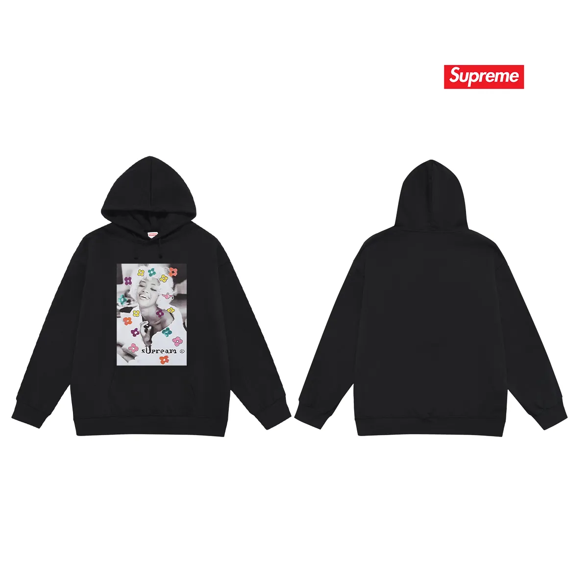 Style No. S2108 #terry P160💰 Velvet P170💰 Supreme Week1 Naomi Tee character print hooded sweatshirt Made of 400g large terry 430g silver fox velvet (drop shoulder large version) fabric, soft texture and no pilling Imported environmentally friendly printing glue The pattern is bright and three-dimensional Quality 💥Same style for men and women The upper body is trendy Color: black white gray Size: S M L XL XXL