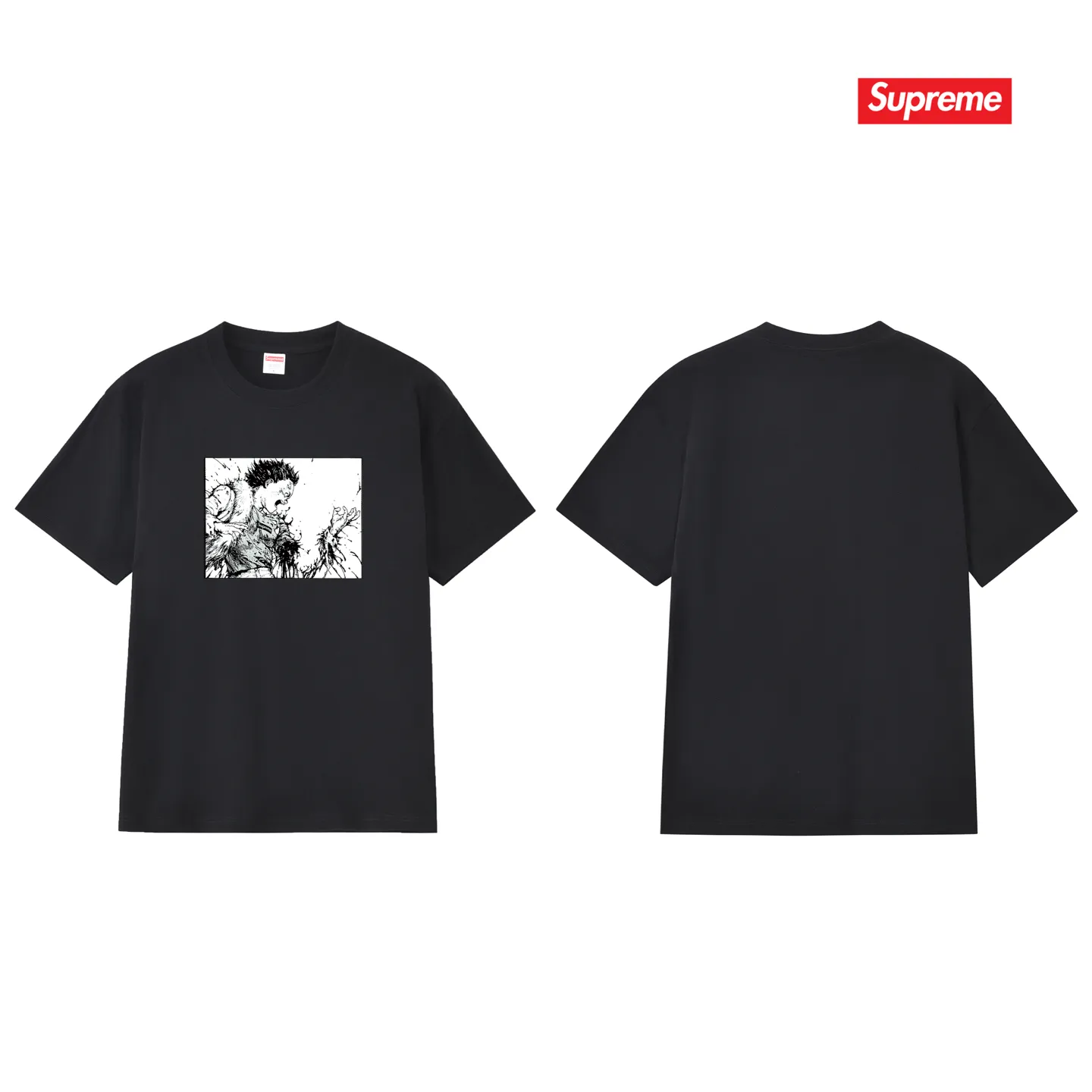 S252 P110💰 SUP AKIRA ARM TEE bogo Akira broken arm black and white comic print short-sleeved T-shirt. Loose fit. Made of 260g combed cotton double yarn. From fabric to accessories, all three standards are complete and follow ZP. Imported Matsui Company's slurry printing will never crack. The whole piece adopts three-needle five-thread technology. The neckline-shoulder seam-sleeve seam is double-lined, which looks more three-dimensional and textured. The same process as the original version, classic version Feel free to compare zp. The whole piece adopts three-needle five-thread craftsmanship (neckline-shoulder seam-sleeve seam double thread, which looks more three-dimensional and textured). It has the same craftsmanship as the original original, classic version. Color: black, white, light gray, pink, navy. Size: S M L XL XXL