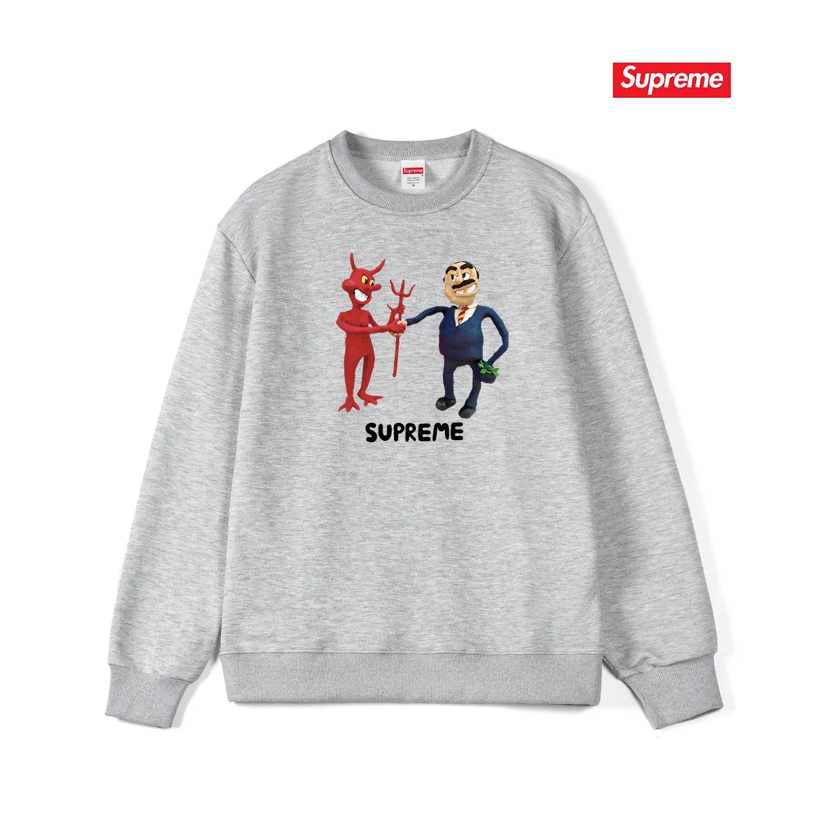 Style No. S1110 #terryp150💰 Velvet 160💰 Supreme SS23 Week9 BUSINESS TEE Devil's Contract Printed Round Neck Sweater Made of 400g large terry (drop shoulder large version) fabric, soft texture and no pilling Imported environmentally friendly printing glue The pattern is bright and three-dimensional Quality 💥Same style for men and women The upper body is trendy Color: Black White Gray Size: S M L XL XXL