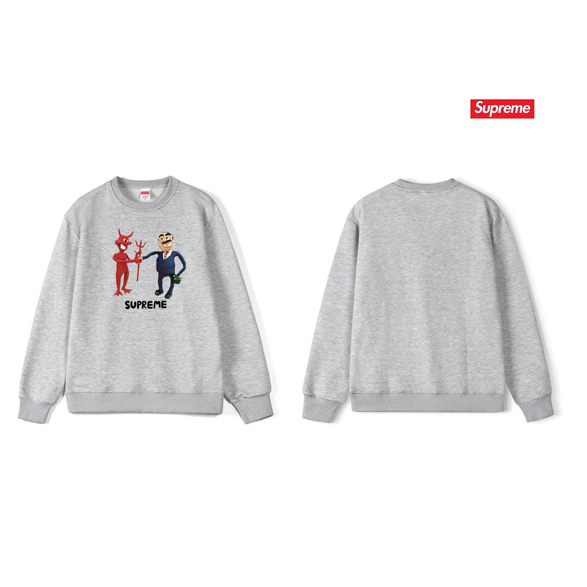 Style No. S1110 #terryp150💰 Velvet 160💰 Supreme SS23 Week9 BUSINESS TEE Devil's Contract Printed Round Neck Sweater Made of 400g large terry (drop shoulder large version) fabric, soft texture and no pilling Imported environmentally friendly printing glue The pattern is bright and three-dimensional Quality 💥Same style for men and women The upper body is trendy Color: Black White Gray Size: S M L XL XXL