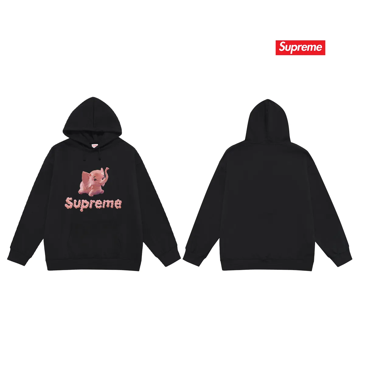 Style No. S2228 #Terry P160💰 Plus Velvet P170💰 Sup Elephant Little Elephant Couple Hooded Sweatshirt Made of 400g large terry 430g silver fox velvet (drop shoulder large version) fabric, soft texture and no pilling Imported environmentally friendly printing glue The pattern is bright and three-dimensional Quality 💥Same style for men and women The upper body is trendy Color: black white gray Size: S M L XL XXL
