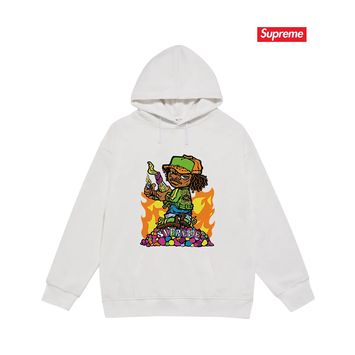 Style No. S2112 #terry P160💰 Velvet P170💰 SupremeSS23 spring and summer series Week1 CHILDREN TEE cartoon character printing Balenciaga co-branded supreme printed hooded sweatshirt Made of 400g large terry 430g silver fox velvet (off-shoulder large version) fabric, soft texture and no pilling Imported environmentally friendly printing glue, bright three-dimensional pattern, quality 💥Same style for men and women The upper body is fashionable Color: black white gray Size: S M L XL XXL