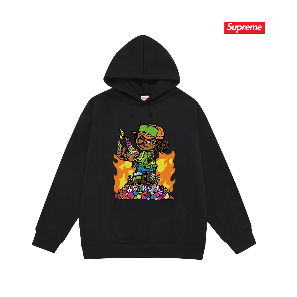 Style No. S2112 #terry P160💰 Velvet P170💰 SupremeSS23 spring and summer series Week1 CHILDREN TEE cartoon character printing Balenciaga co-branded supreme printed hooded sweatshirt Made of 400g large terry 430g silver fox velvet (off-shoulder large version) fabric, soft texture and no pilling Imported environmentally friendly printing glue, bright three-dimensional pattern, quality 💥Same style for men and women The upper body is fashionable Color: black white gray Size: S M L XL XXL