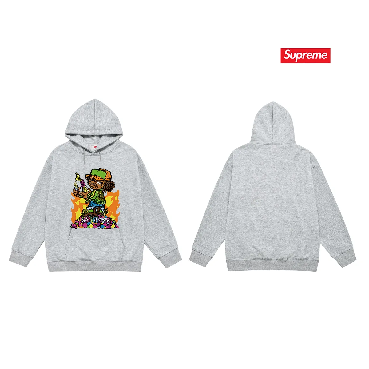 Style No. S2112 #terry P160💰 Velvet P170💰 SupremeSS23 spring and summer series Week1 CHILDREN TEE cartoon character printing Balenciaga co-branded supreme printed hooded sweatshirt Made of 400g large terry 430g silver fox velvet (off-shoulder large version) fabric, soft texture and no pilling Imported environmentally friendly printing glue, bright three-dimensional pattern, quality 💥Same style for men and women The upper body is fashionable Color: black white gray Size: S M L XL XXL