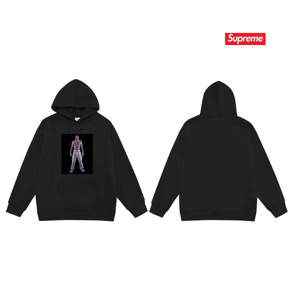 Style No. S2122 #terry P160💰 Velvet P170💰 Supreme SS20 Week 1 TupacHologram Tee virtual character hooded sweatshirt Made of 400g large terry 430g silver fox velvet (off-shoulder large version) fabric, soft texture and no pilling Imported environmentally friendly printing glue The pattern is bright and three-dimensional Quality 💥Same style for men and women The upper body is trendy Color: black white gray Size: S M L XL XXL