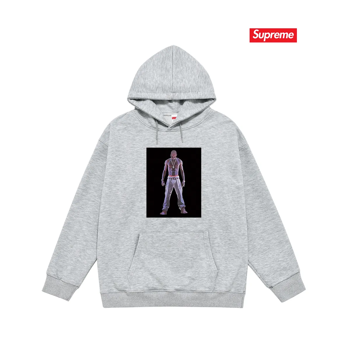 Style No. S2122 #terry P160💰 Velvet P170💰 Supreme SS20 Week 1 TupacHologram Tee virtual character hooded sweatshirt Made of 400g large terry 430g silver fox velvet (off-shoulder large version) fabric, soft texture and no pilling Imported environmentally friendly printing glue The pattern is bright and three-dimensional Quality 💥Same style for men and women The upper body is trendy Color: black white gray Size: S M L XL XXL