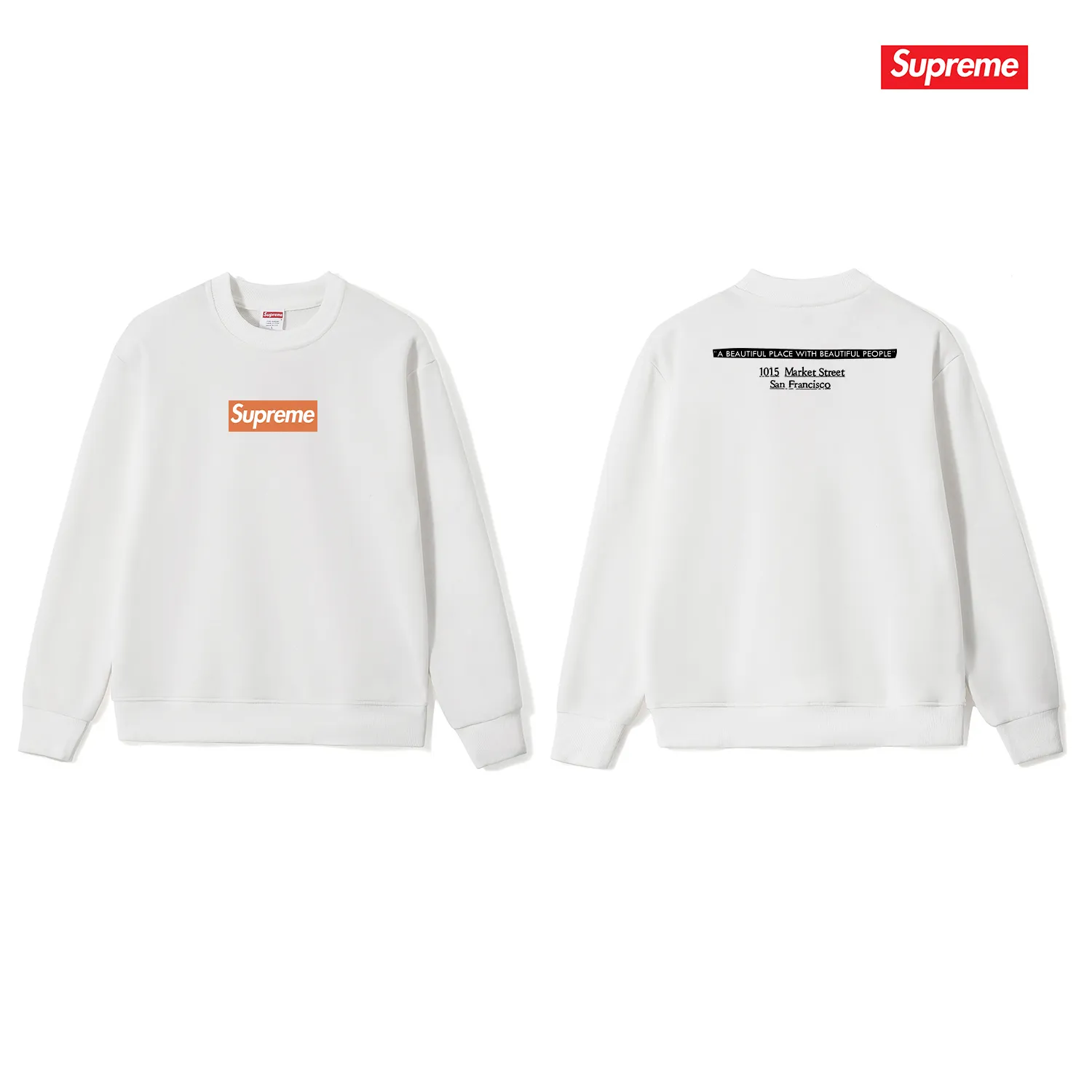 Style No. S1221 #terry p150💰 Velvet 160💰 Sup 68FW SF BOX LOGO TEE San Francisco co-branded classic print round neck sweatshirt Made of 400 grams of large terry (drop shoulder large version) fabric, soft texture and no pilling Imported environmentally friendly printing glue The pattern is bright and three-dimensional Quality 💥 Same style for men and women The upper body is fashionable Color: black white gray Size: S M L XL XXL