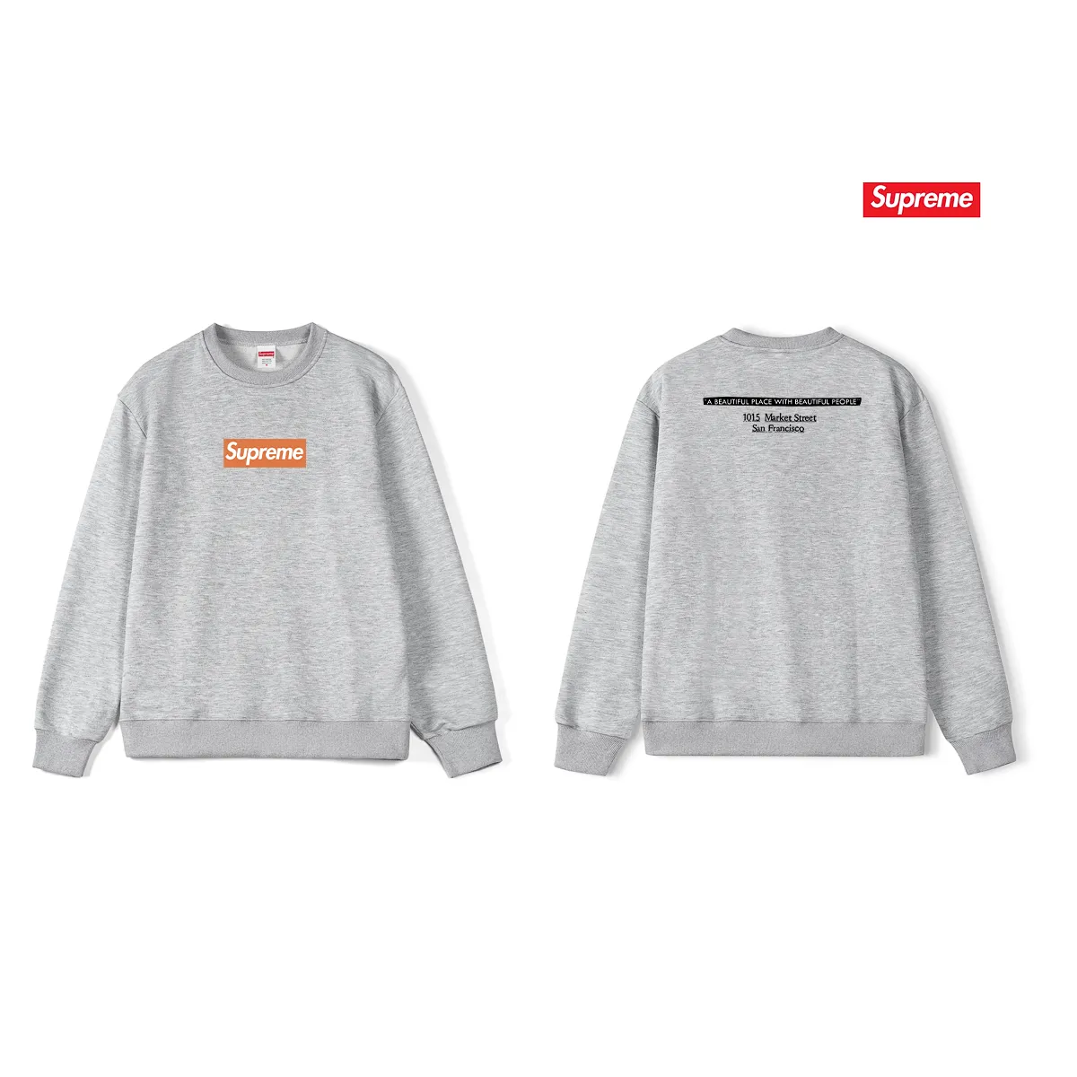Style No. S1221 #terry p150💰 Velvet 160💰 Sup 68FW SF BOX LOGO TEE San Francisco co-branded classic print round neck sweatshirt Made of 400 grams of large terry (drop shoulder large version) fabric, soft texture and no pilling Imported environmentally friendly printing glue The pattern is bright and three-dimensional Quality 💥 Same style for men and women The upper body is fashionable Color: black white gray Size: S M L XL XXL