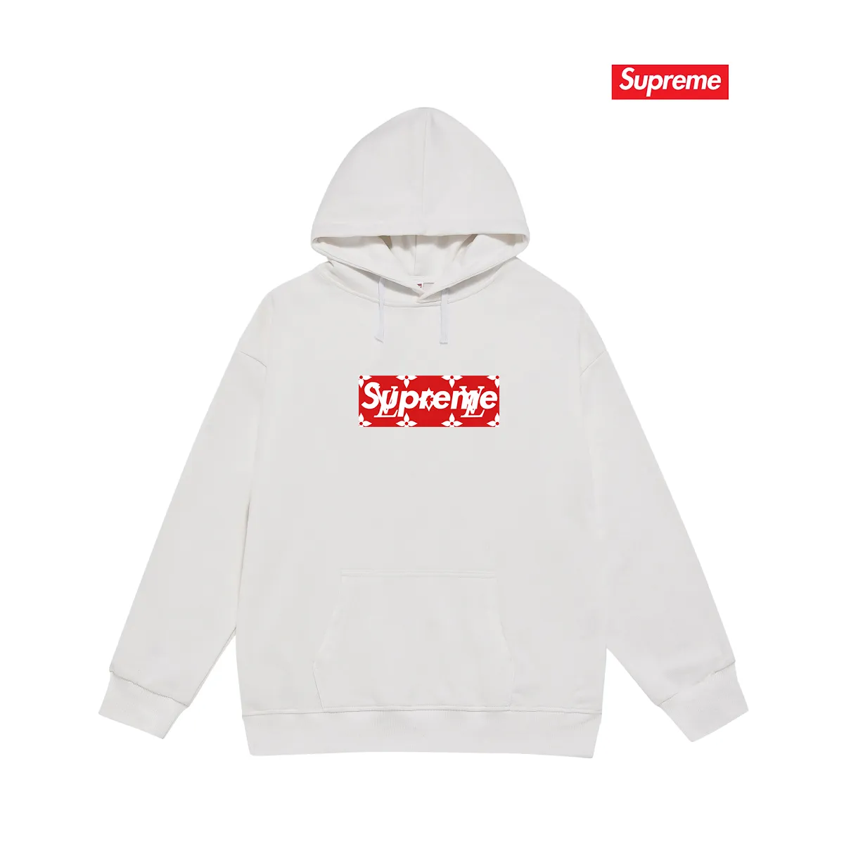 Style No. S2245 #terry P160💰 Velvet P170💰 SUP Super Me Supreme Presbyopia box logo hooded sweatshirt Made of 400g large terry 430g silver fox velvet (drop shoulder large version) fabric The texture is soft and non-pilling Imported environmentally friendly printing glue The pattern is bright and three-dimensional Quality 💥Same style for men and women The upper body is trendy Color: black white gray Size: S M L XL XXL