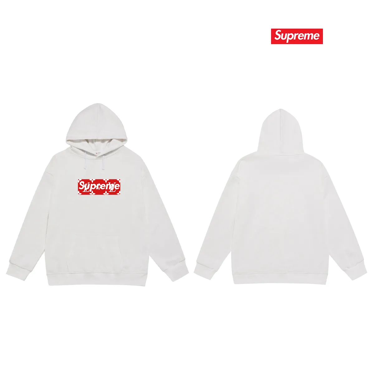 Style No. S2245 #terry P160💰 Velvet P170💰 SUP Super Me Supreme Presbyopia box logo hooded sweatshirt Made of 400g large terry 430g silver fox velvet (drop shoulder large version) fabric The texture is soft and non-pilling Imported environmentally friendly printing glue The pattern is bright and three-dimensional Quality 💥Same style for men and women The upper body is trendy Color: black white gray Size: S M L XL XXL