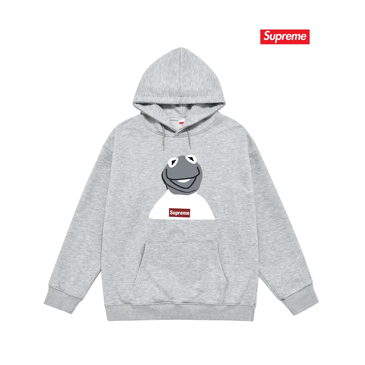 Style No. S2225 #terry P160💰 Velvet P170💰 supreme 08ss kermit Sesame Street frog hooded sweatshirt Made of 400g large terry 430g silver fox velvet (off-shoulder large version) fabric, soft and non-pilling, imported environmentally friendly printing glue, bright and three-dimensional pattern, quality 💥same style for men and women, the upper body is trendy Color: black white gray Size: S M L XL XXL