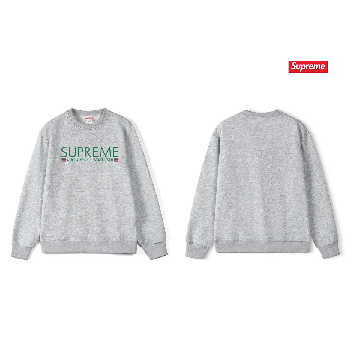 Style No. S1007 #terry p150💰 Velvet 160💰 Supreme Week 1 Nuova York Tee letter printed round neck sweatshirt Made of 400g large terry (drop shoulder large version) fabric, soft texture and no pilling Imported environmentally friendly printing glue The pattern is bright and three-dimensional Quality 💥Same style for men and women The upper body is fashionable Color: black white gray Size: S M L XL XXL