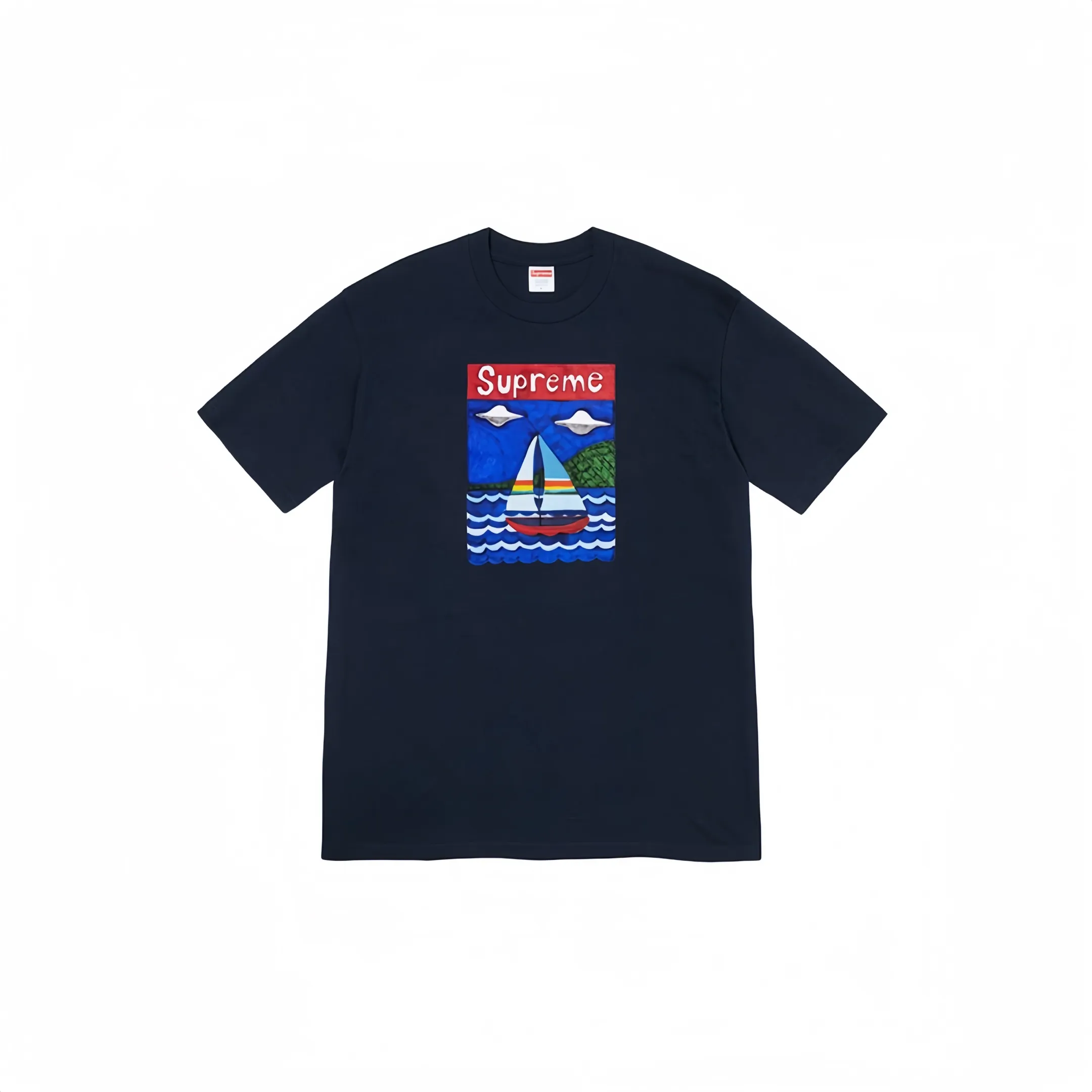 #S33 P110💰 Supreme SS20 Week 8 Sailboat Tee sailboat pattern letter round neck short-sleeved T-shirt is made of 260 grams of combed cotton double yarn. From fabrics to accessories, all three standards are complete and follow ZP. Imported Matsui company's slurry printing will never crack. The whole piece is made of three-needle five-thread technology. The neckline-shoulder seam-sleeve seam is double-lined, which looks more three-dimensional and textured.) The same process as the original version, classic version Feel free to compare zp. The whole piece adopts three-needle five-thread craftsmanship (neckline-shoulder seam-sleeve seam double thread, which looks more three-dimensional and textured). It has the same craftsmanship as the original original, classic version. Color: black, white, red, pink, navy blue, green, orange. Size: S M L XL XXL