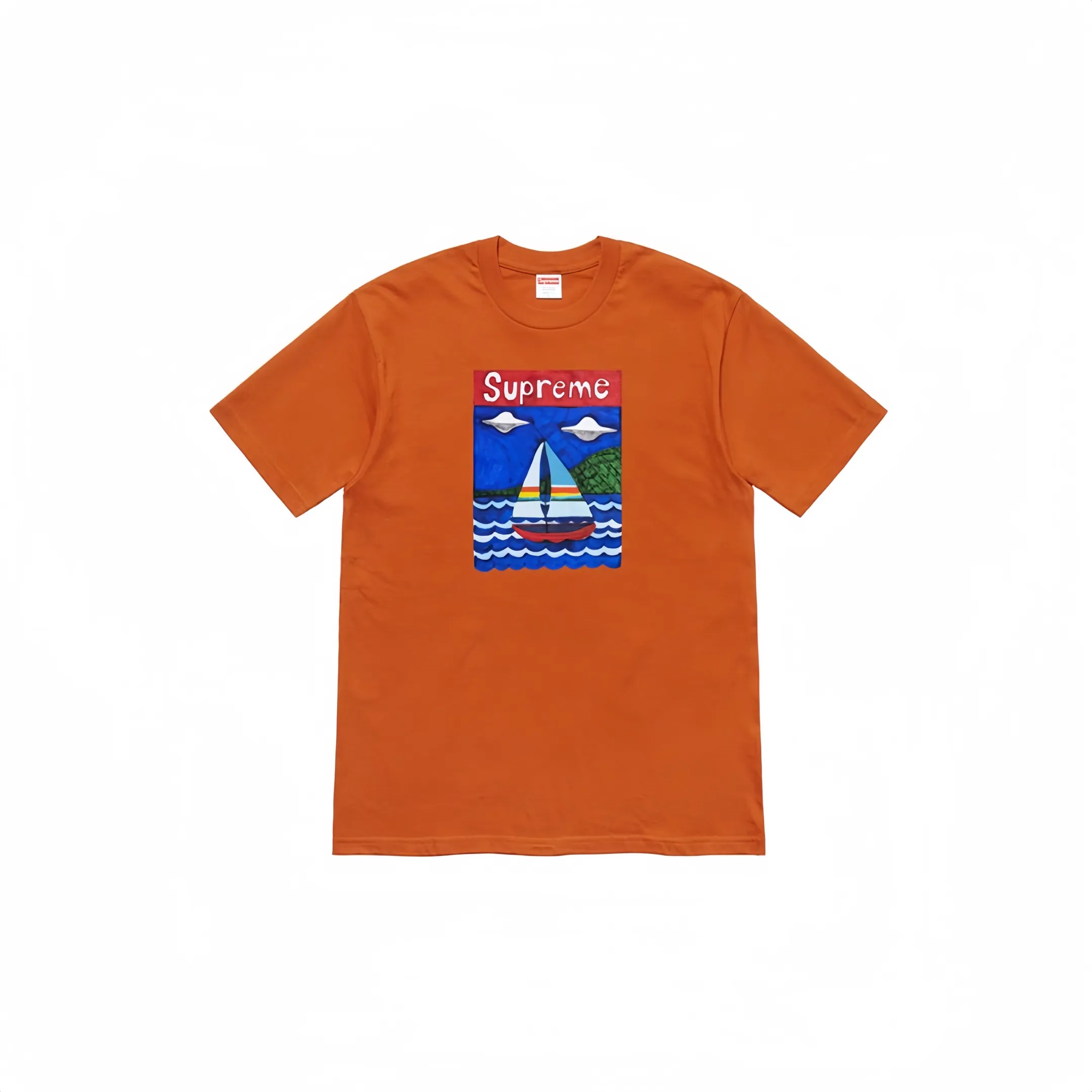 #S33 P110💰 Supreme SS20 Week 8 Sailboat Tee sailboat pattern letter round neck short-sleeved T-shirt is made of 260 grams of combed cotton double yarn. From fabrics to accessories, all three standards are complete and follow ZP. Imported Matsui company's slurry printing will never crack. The whole piece is made of three-needle five-thread technology. The neckline-shoulder seam-sleeve seam is double-lined, which looks more three-dimensional and textured.) The same process as the original version, classic version Feel free to compare zp. The whole piece adopts three-needle five-thread craftsmanship (neckline-shoulder seam-sleeve seam double thread, which looks more three-dimensional and textured). It has the same craftsmanship as the original original, classic version. Color: black, white, red, pink, navy blue, green, orange. Size: S M L XL XXL