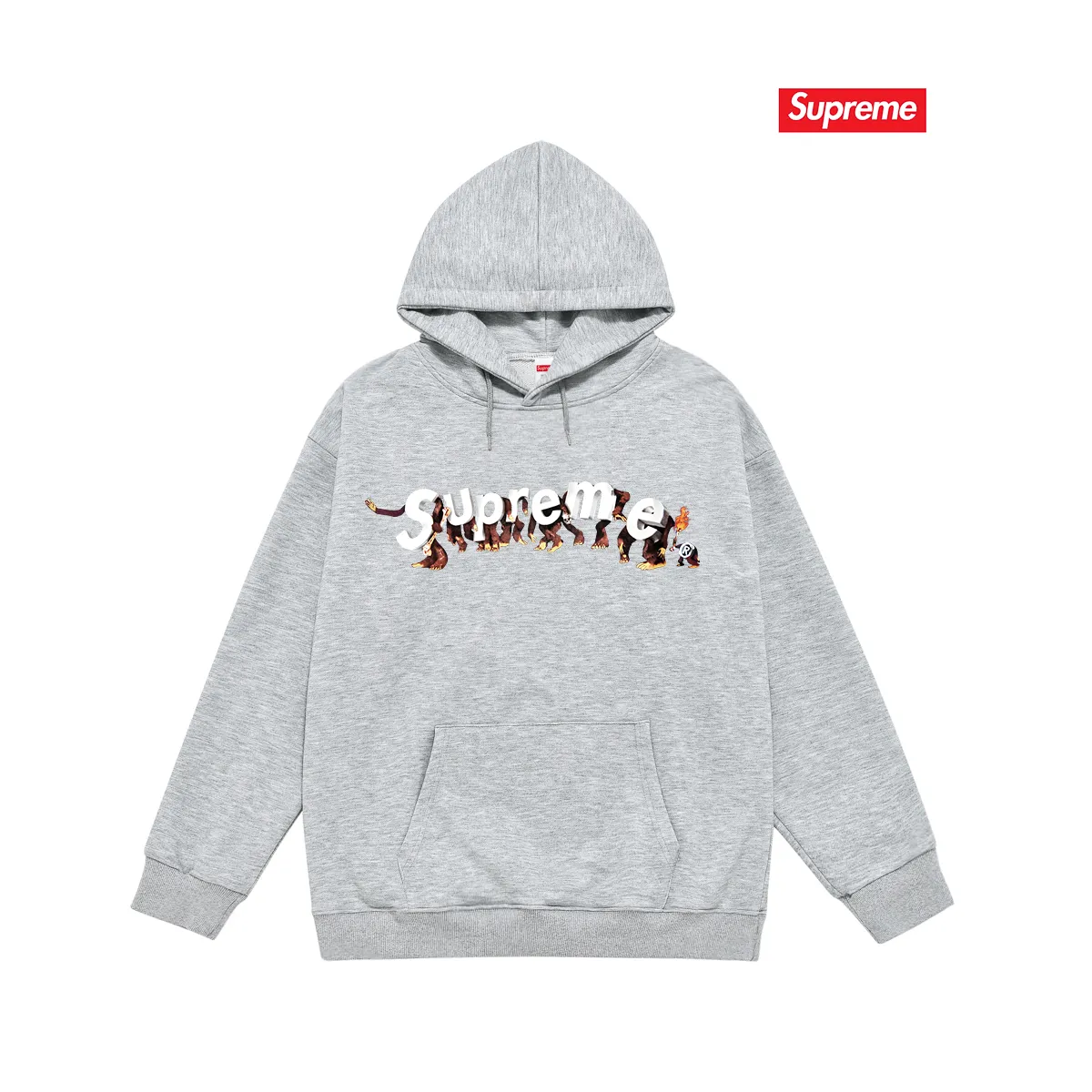 Style No. S2038 #terry P160💰 Velvet P170💰 Supreme Week 8 Apes Tee Apes logo letter print hooded sweatshirt Made of 400g large terry 430g silver fox velvet (off-shoulder large version) fabric, soft and non-pilling, imported environmentally friendly printing glue, bright and three-dimensional pattern, quality 💥Same style for men and women, the upper body is trendy Color: black white gray Size: S M L XL XXL