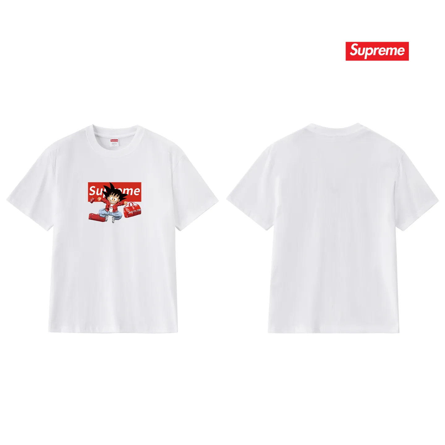 S238 P110💰 Supreme's new Dragon Ball co-branded ins trendy brand loose short-sleeve, loose version. Made of 260 grams of combed cotton double yarn. From fabric to accessories, all three standards are complete and follow ZP. The slurry printing imported from Matsui Company will never crack. The whole piece adopts three-needle and five-thread technology. The neckline-shoulder seam-sleeve seam is double-lined, which looks more three-dimensional and textured. The same process as the original version, classic version Feel free to compare zp. The whole piece adopts three-needle five-thread craftsmanship (neckline-shoulder seam-sleeve seam double thread, which looks more three-dimensional and textured). It has the same craftsmanship as the original original, classic version. Color: black, white, light gray, pink, navy. Size: S M L XL XXL