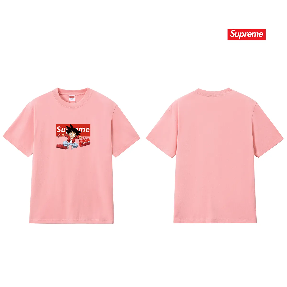 S238 P110💰 Supreme's new Dragon Ball co-branded ins trendy brand loose short-sleeve, loose version. Made of 260 grams of combed cotton double yarn. From fabric to accessories, all three standards are complete and follow ZP. The slurry printing imported from Matsui Company will never crack. The whole piece adopts three-needle and five-thread technology. The neckline-shoulder seam-sleeve seam is double-lined, which looks more three-dimensional and textured. The same process as the original version, classic version Feel free to compare zp. The whole piece adopts three-needle five-thread craftsmanship (neckline-shoulder seam-sleeve seam double thread, which looks more three-dimensional and textured). It has the same craftsmanship as the original original, classic version. Color: black, white, light gray, pink, navy. Size: S M L XL XXL