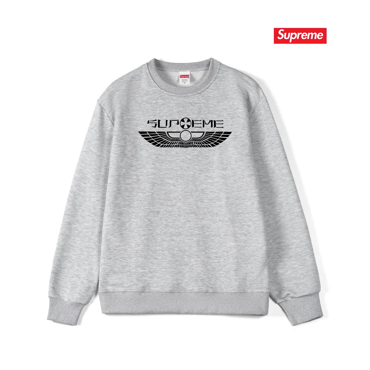 Style No. S1204 #terryp150💰 Plush 160💰 Sup style SS25 series wing logo round neck sweatshirt. Made of 400g large terry (drop shoulder large version) fabric. The texture is soft and non-pilling. Imported environmentally friendly printing glue. The pattern is bright and three-dimensional. Quality💥Same style for men and women. The upper body is trendy. Color: black white gray Size: S M L XL XXL