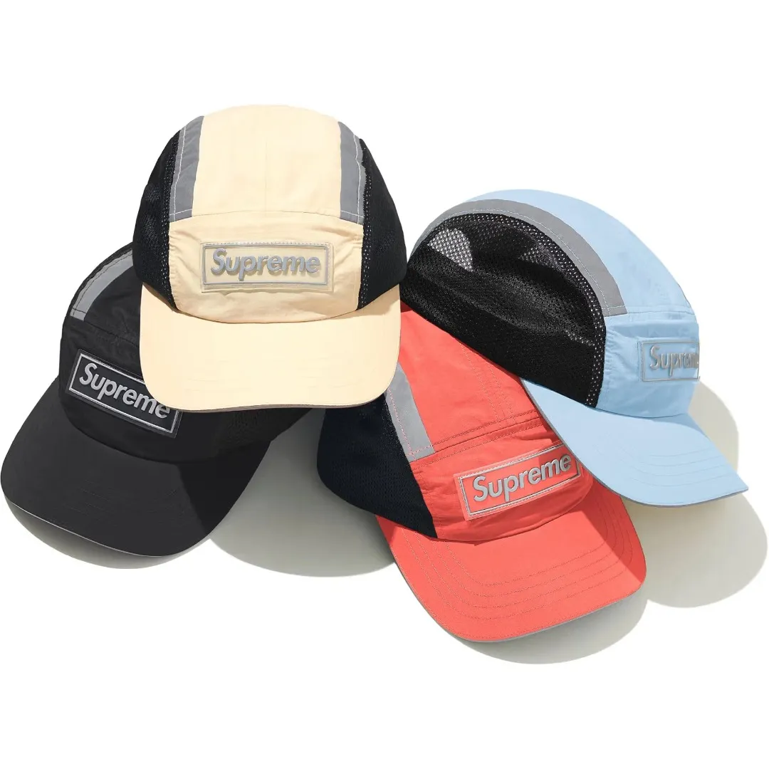 🅿️140 N035 Sup Side Mesh Camp Cap6M Reflective Side Mesh Baseball Cap Peaked Cap Black Apricot Red Blue