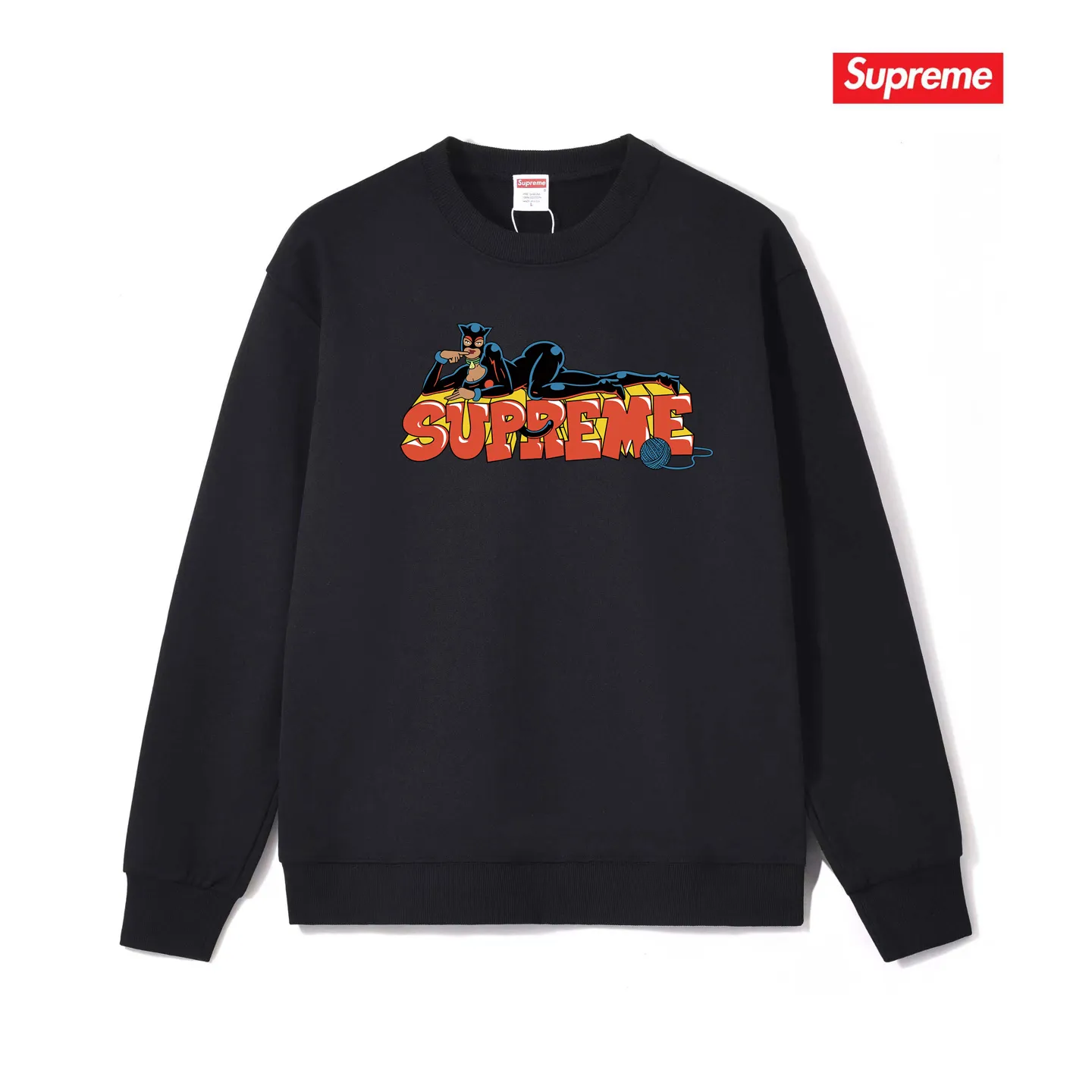 Style No. S1101 #terry p150💰 Velvet 160💰 Supreme FW22 Week1Catwoman Tee letter pattern printed round neck sweatshirt Made of 400 grams of large terry (drop shoulder large version) fabric, soft texture and no pilling Imported environmentally friendly printing glue The pattern is bright and three-dimensional Quality💥Same style for men and women The upper body is trendy Color: black white gray Size: S M L XL XXL