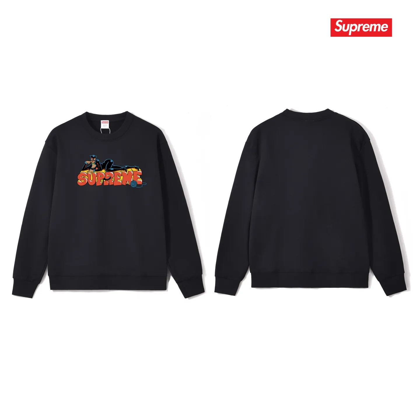 Style No. S1101 #terry p150💰 Velvet 160💰 Supreme FW22 Week1Catwoman Tee letter pattern printed round neck sweatshirt Made of 400 grams of large terry (drop shoulder large version) fabric, soft texture and no pilling Imported environmentally friendly printing glue The pattern is bright and three-dimensional Quality💥Same style for men and women The upper body is trendy Color: black white gray Size: S M L XL XXL