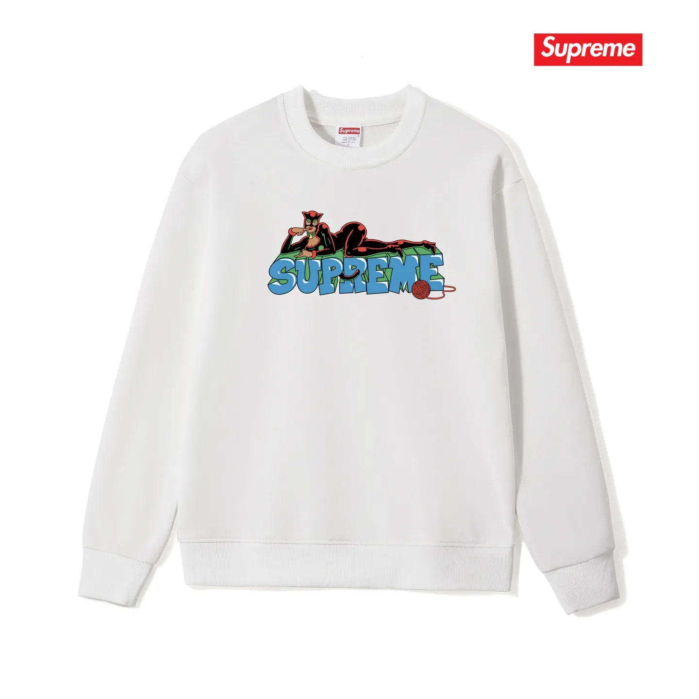 Style No. S1101 #terry p150💰 Velvet 160💰 Supreme FW22 Week1Catwoman Tee letter pattern printed round neck sweatshirt Made of 400 grams of large terry (drop shoulder large version) fabric, soft texture and no pilling Imported environmentally friendly printing glue The pattern is bright and three-dimensional Quality💥Same style for men and women The upper body is trendy Color: black white gray Size: S M L XL XXL