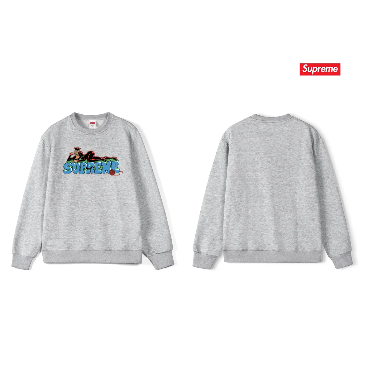 Style No. S1101 #terry p150💰 Velvet 160💰 Supreme FW22 Week1Catwoman Tee letter pattern printed round neck sweatshirt Made of 400 grams of large terry (drop shoulder large version) fabric, soft texture and no pilling Imported environmentally friendly printing glue The pattern is bright and three-dimensional Quality💥Same style for men and women The upper body is trendy Color: black white gray Size: S M L XL XXL