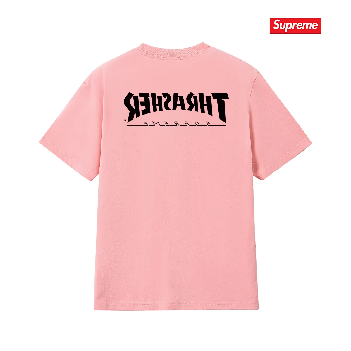 S262 P110💰 Supreme THRASHER co-branded comfortable T-shirt with character pattern printing, same style for men and women, loose fit, made of 260g combed cotton double yarn, all three standards from fabrics to accessories, ZP, imported Matsui company slurry printing will not crack, the whole piece adopts three-needle five-thread process. The neckline-shoulder seam-sleeve seam is double-lined, looks more three-dimensional and textured) and the original version has the same craftsmanship, classic version Feel free to compare zp. The whole piece adopts three-needle five-thread craftsmanship (neckline-shoulder seam-sleeve seam double thread, which looks more three-dimensional and textured). It has the same craftsmanship as the original original, classic version. Color: black, white, light gray, pink, navy. Size: S M L XL XXL
